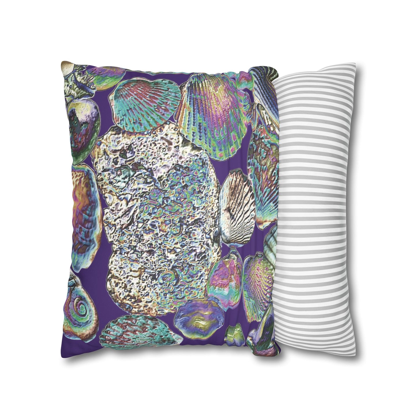 Faux Suede Square Pillowcase - Heatwave Seashell Collection, Purple