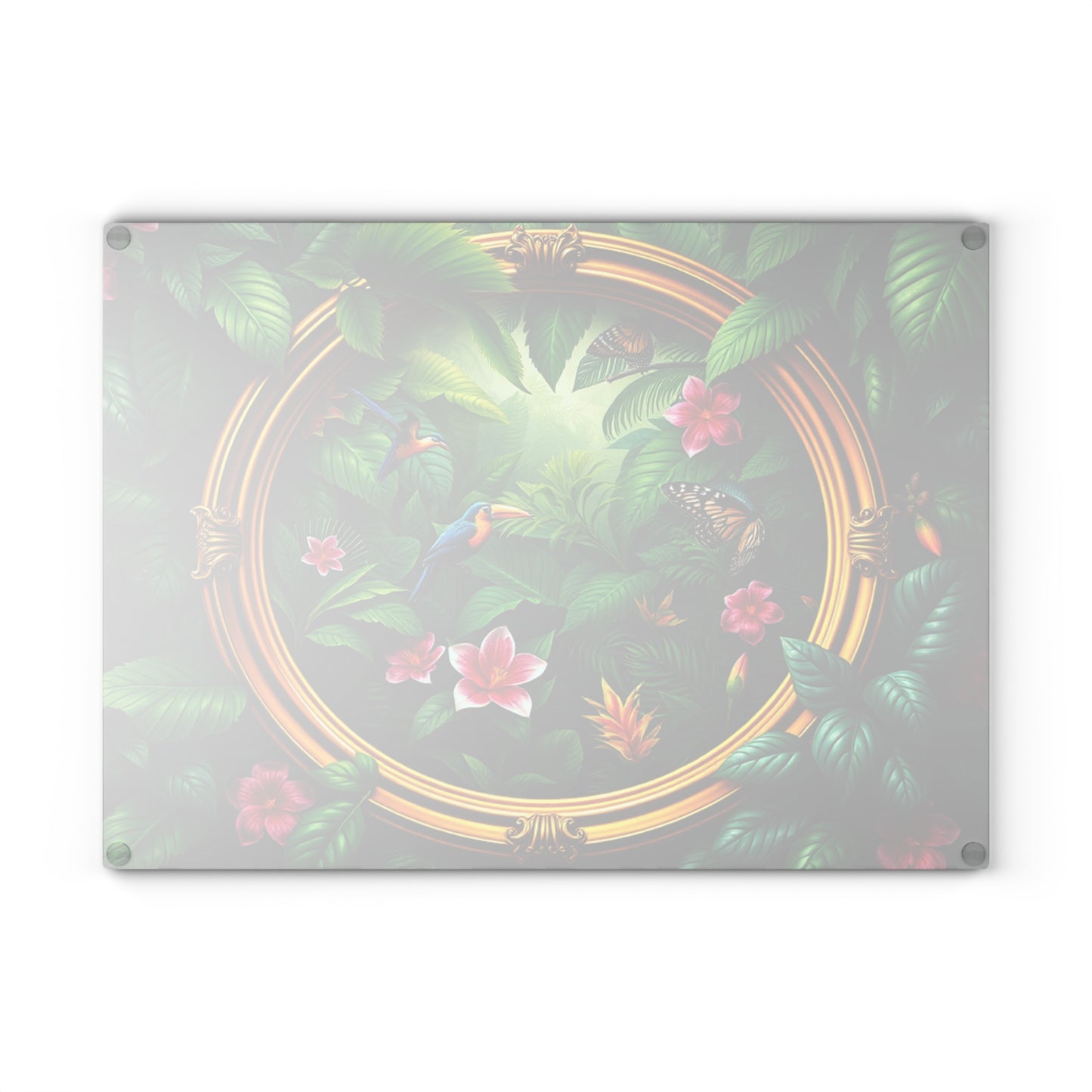 Glass Cutting Board, 2 sizes - Framed Rainforest