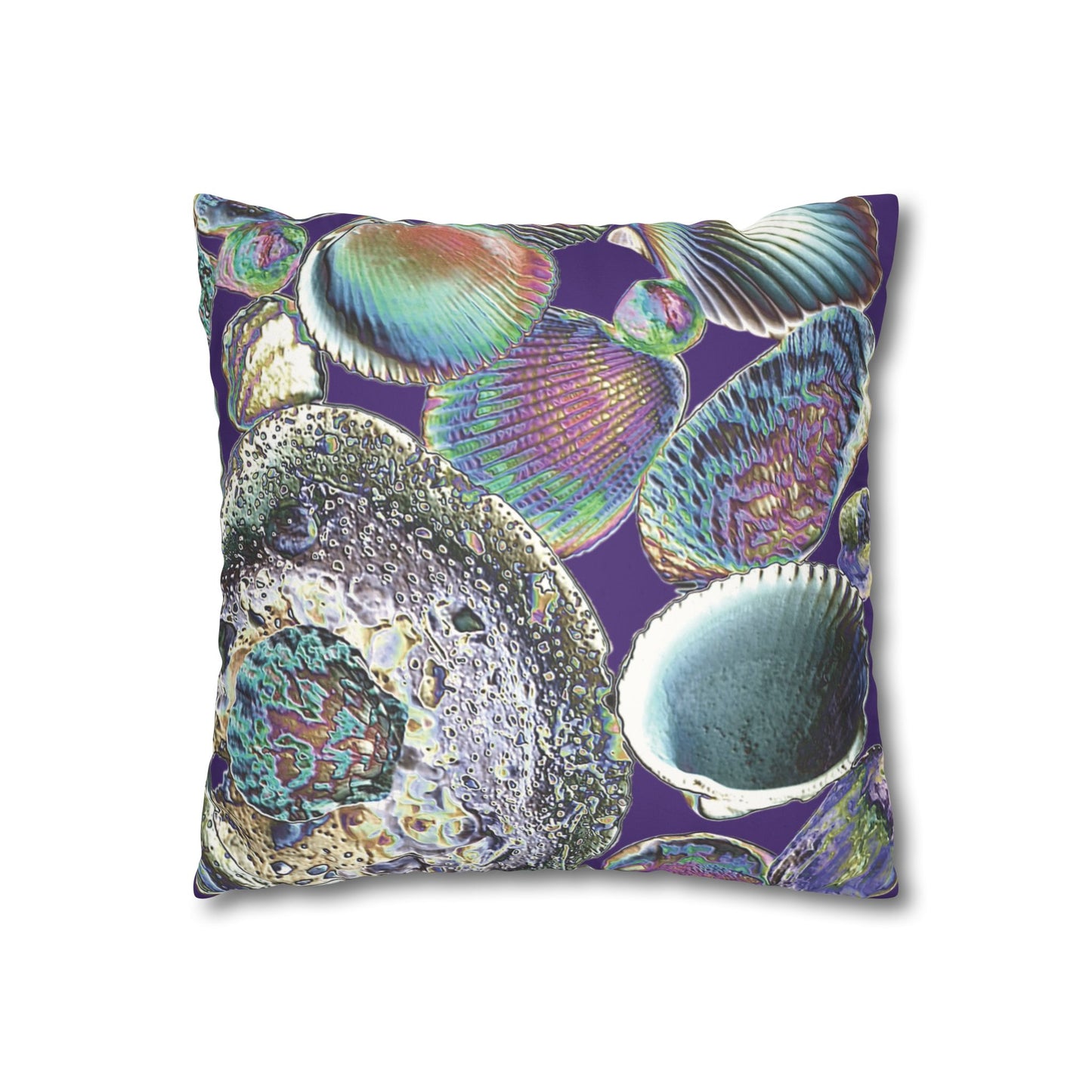 Faux Suede Square Pillowcase - Heatwave Seashell Collection, Purple