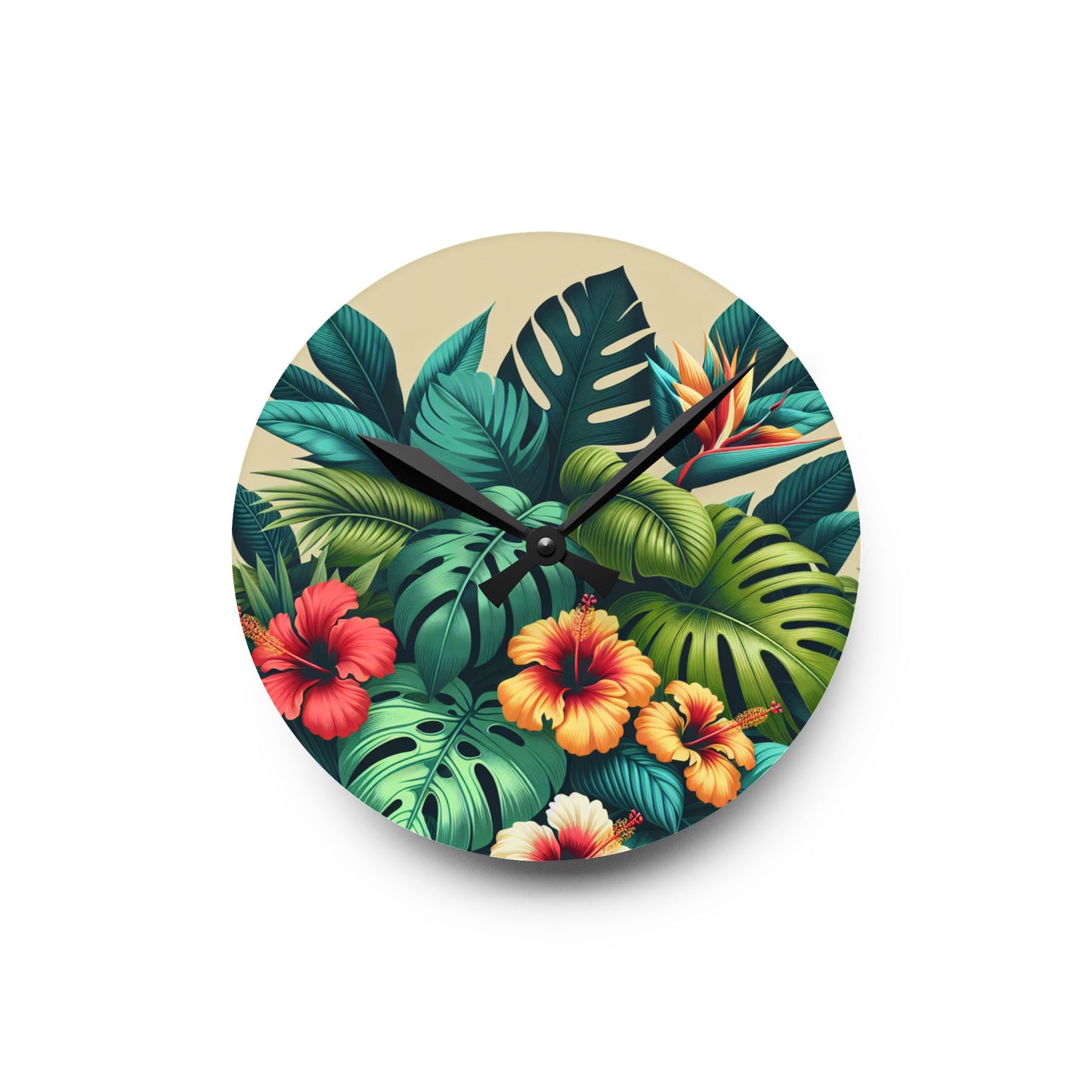 Acrylic Wall Clock, Exotic Flora