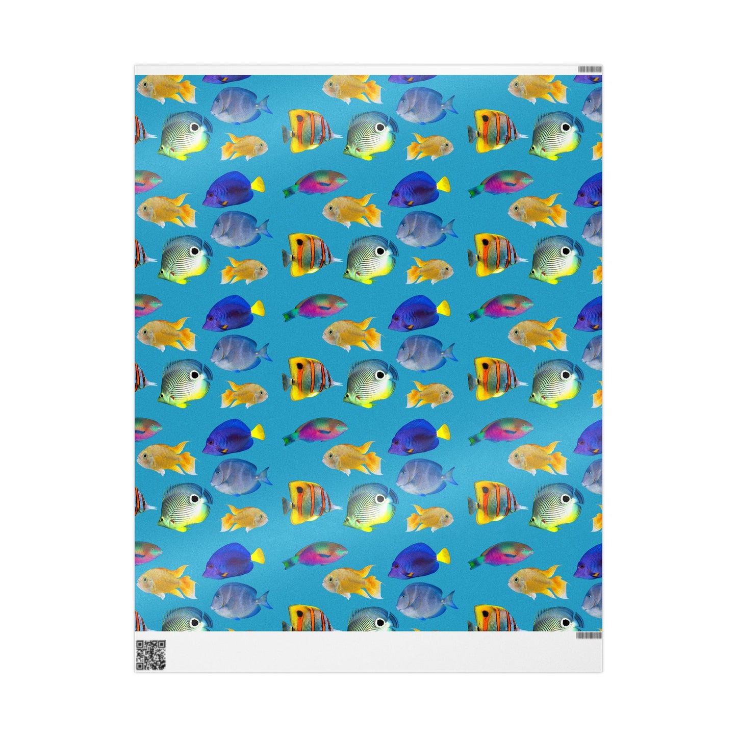 Wrapping Paper - Tropical Gift Wrap for All Occasions, 3 Sizes/2 Finishes / School of Fish, Turquoise