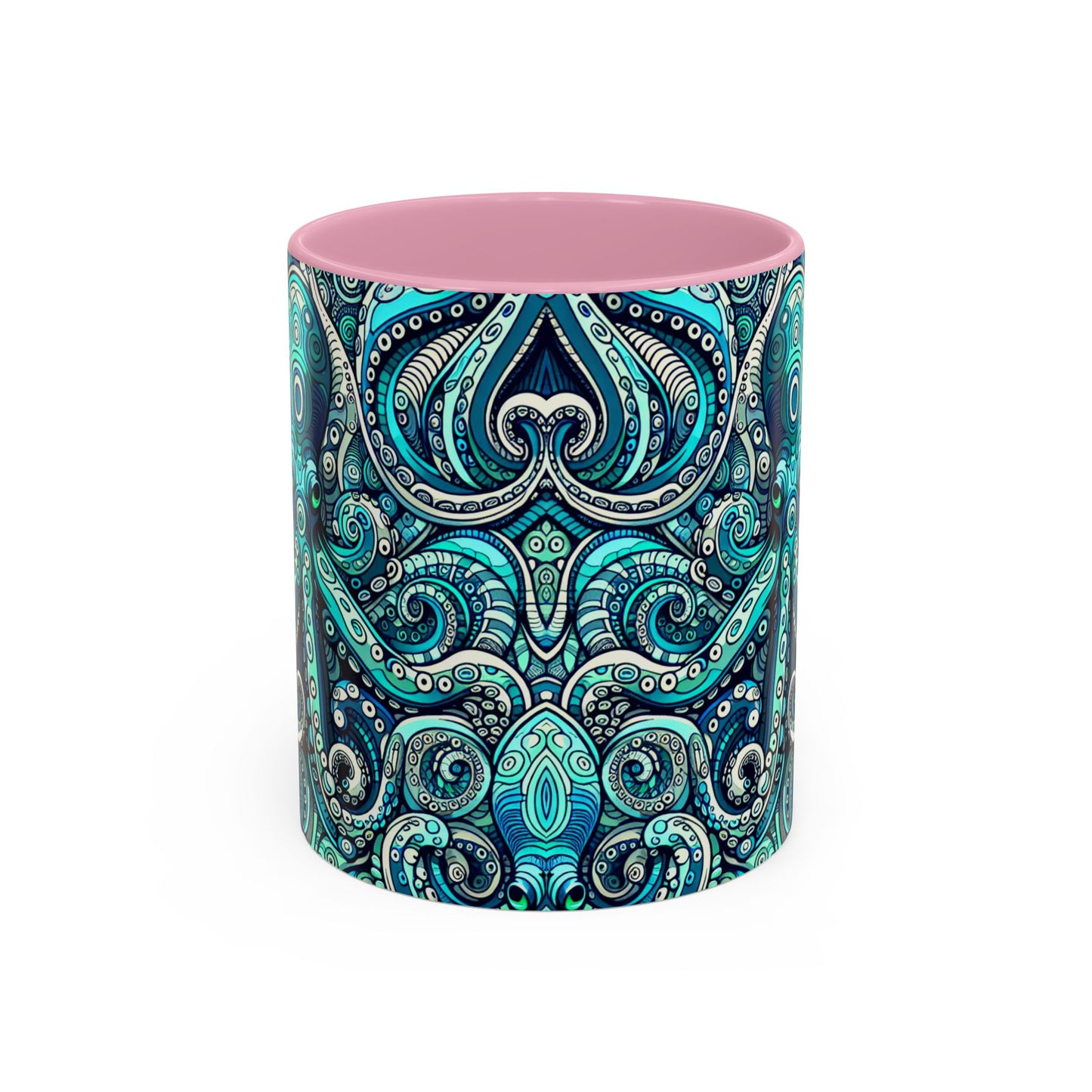 Accent Color Coffee Mug, Many Colors - 11oz & 15oz / Aqua Octopus
