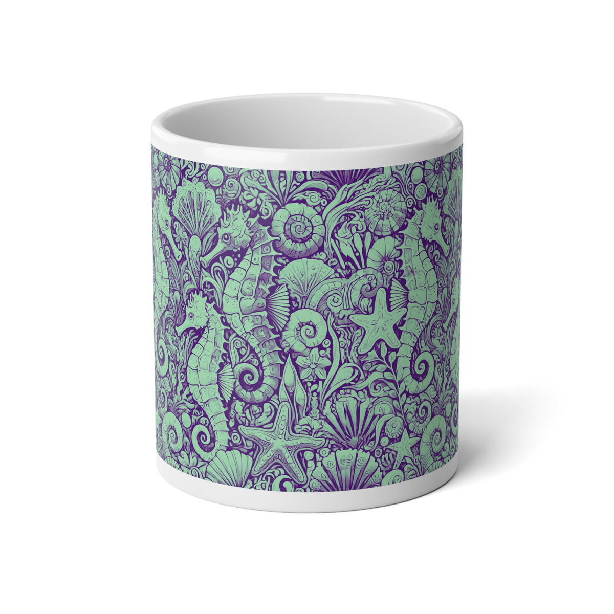 Jumbo Mug, 20oz, Seahorses Minty | Tropical Coffee Cup