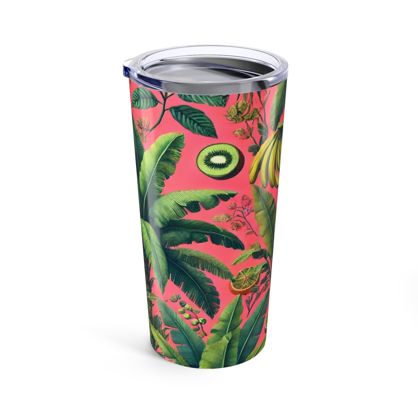20oz Tropical Glossy Tumbler, Stainless Steel / More Tropical Fruit, Coral