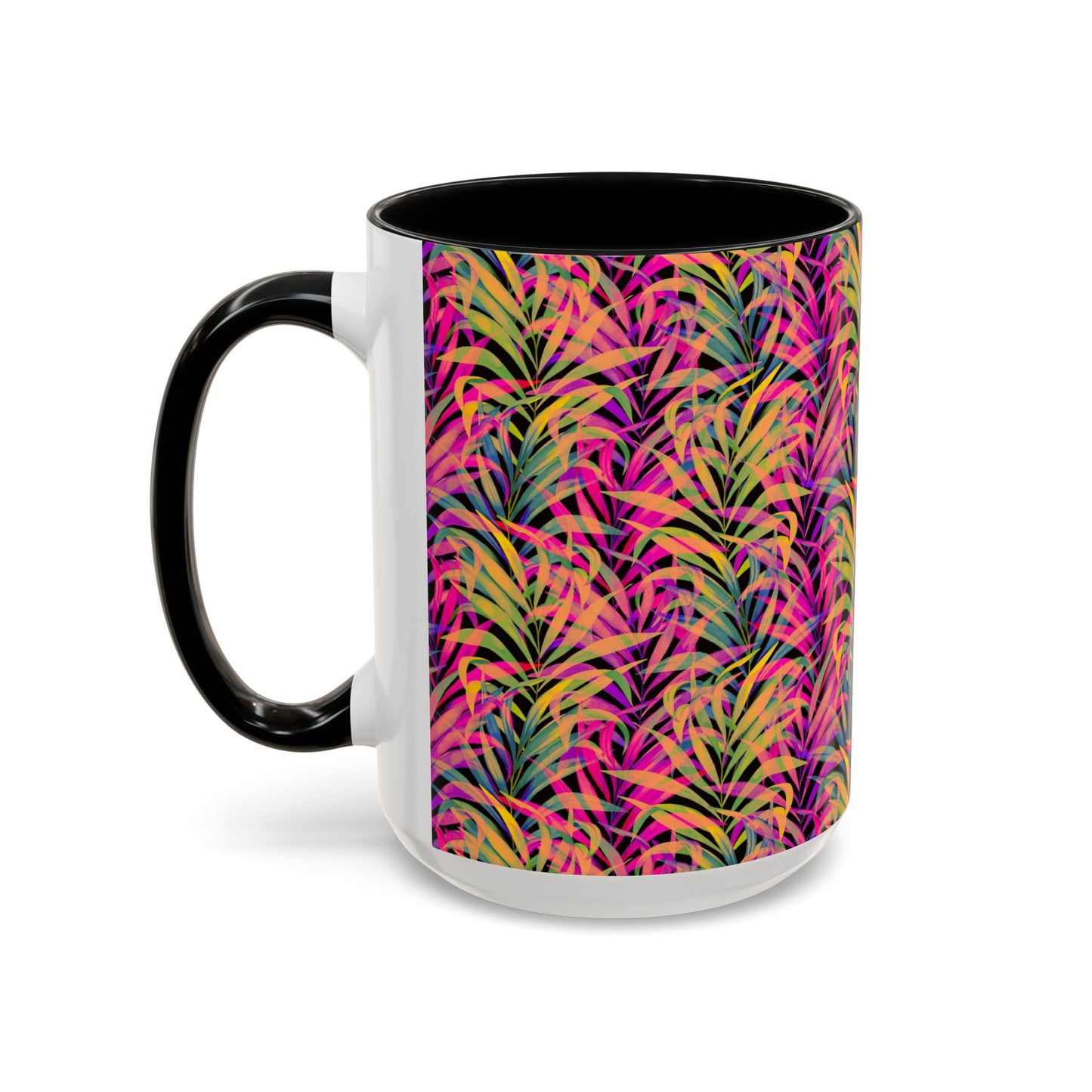 Accent Coffee Mug (11, 15oz), Rainbow Fronds / Various Colors