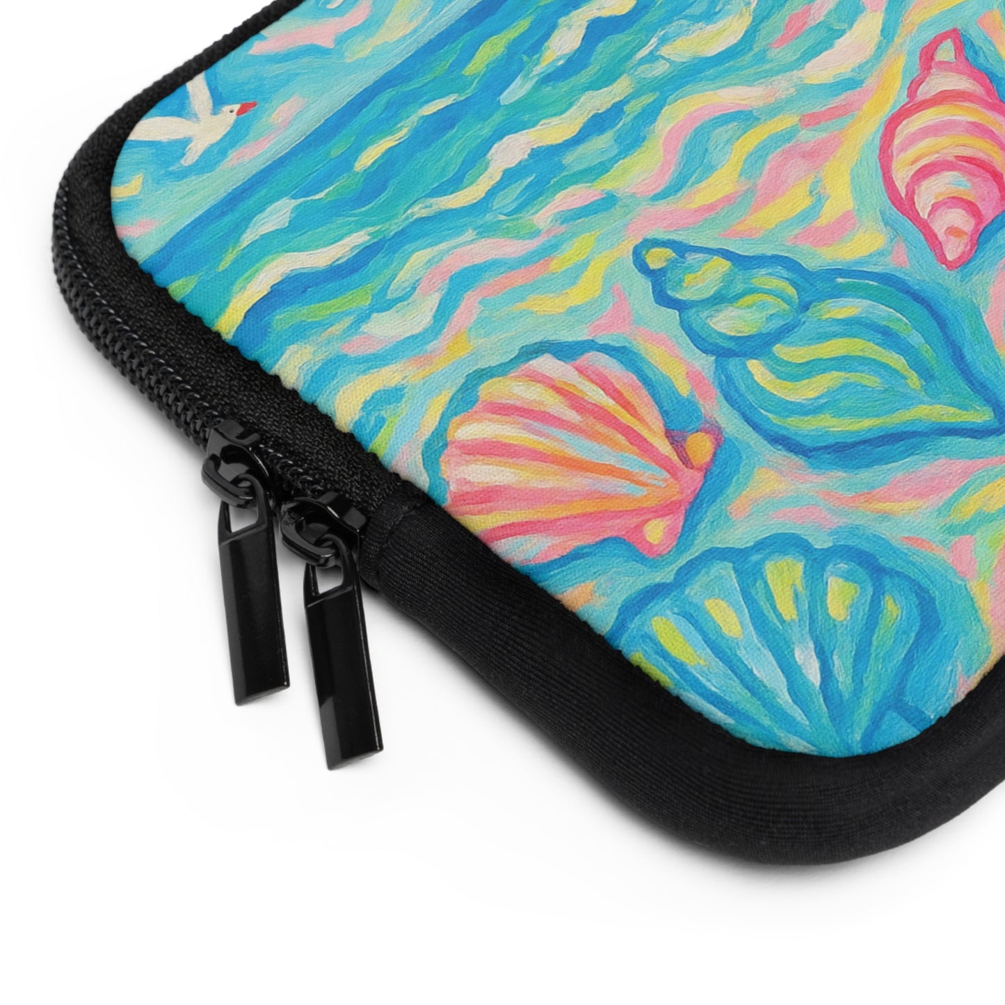 Tropical Laptop Sleeve, 5 Sizes - Perfect for Ocean Lovers & Students / Glow Seashells