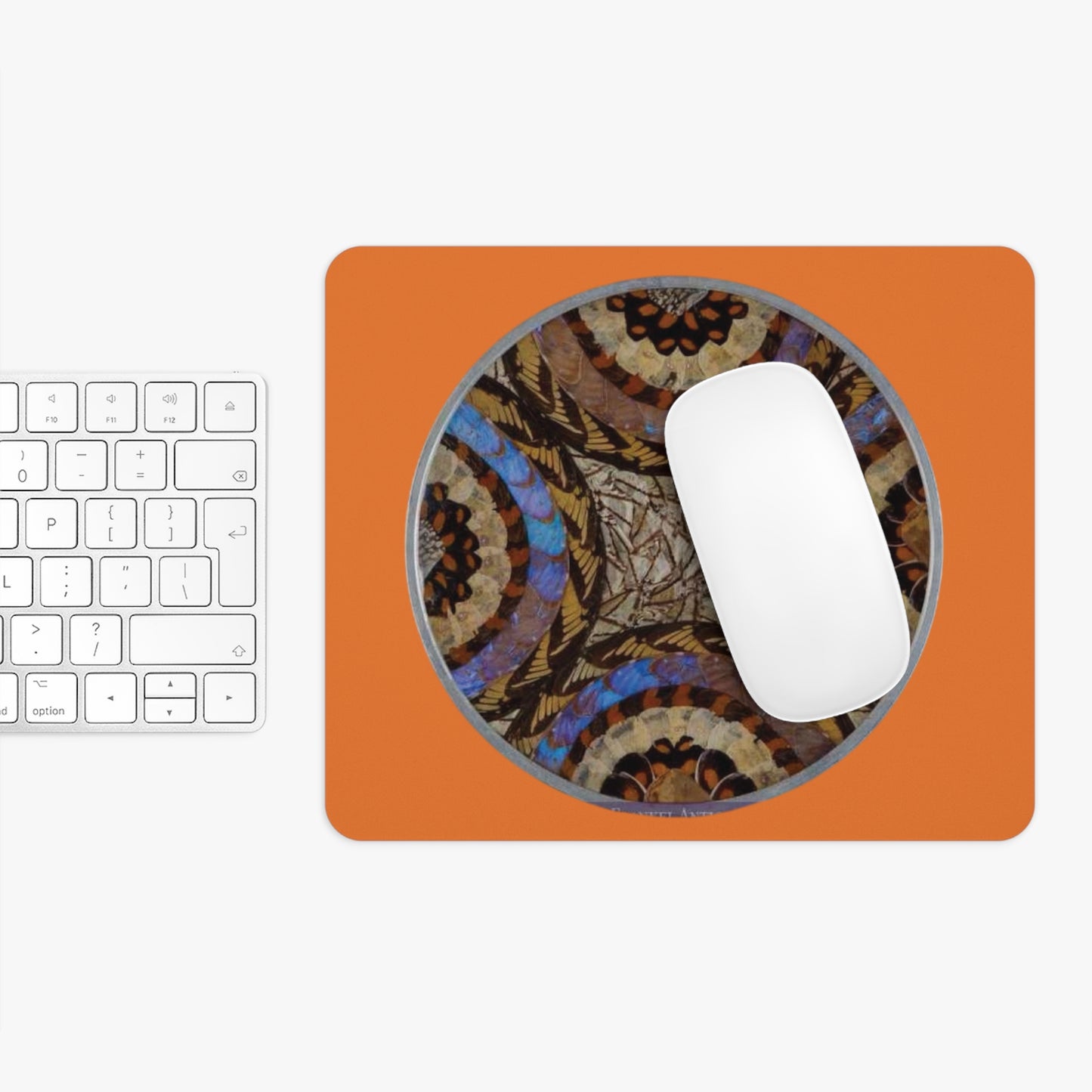 Tropical Mouse Pad, 2 Shapes - Beach Vibes for Home Office & Gamer / Real Butterfly Wing Art, Crusta Lt. Orange
