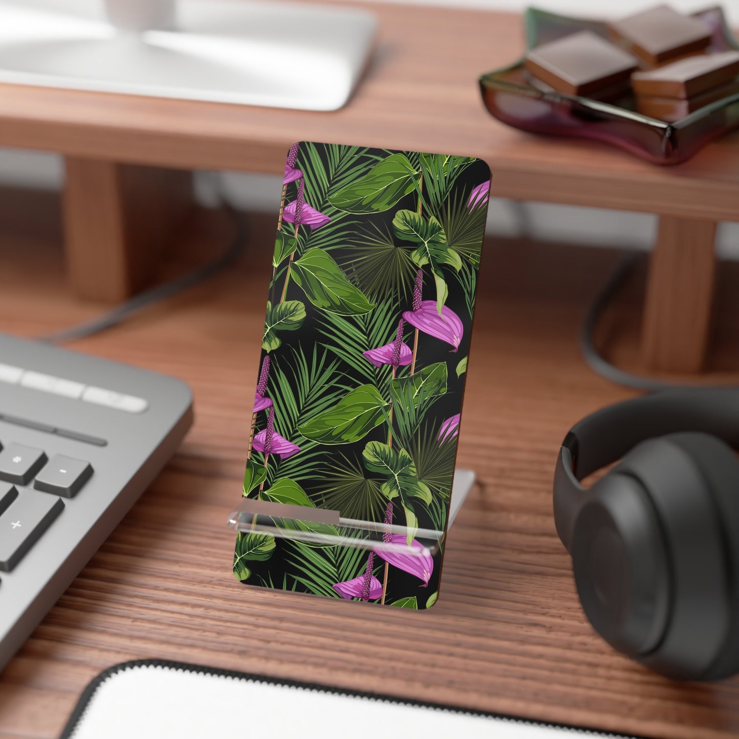 Mobile Display Stand for Smartphones, Anthurium and Palm