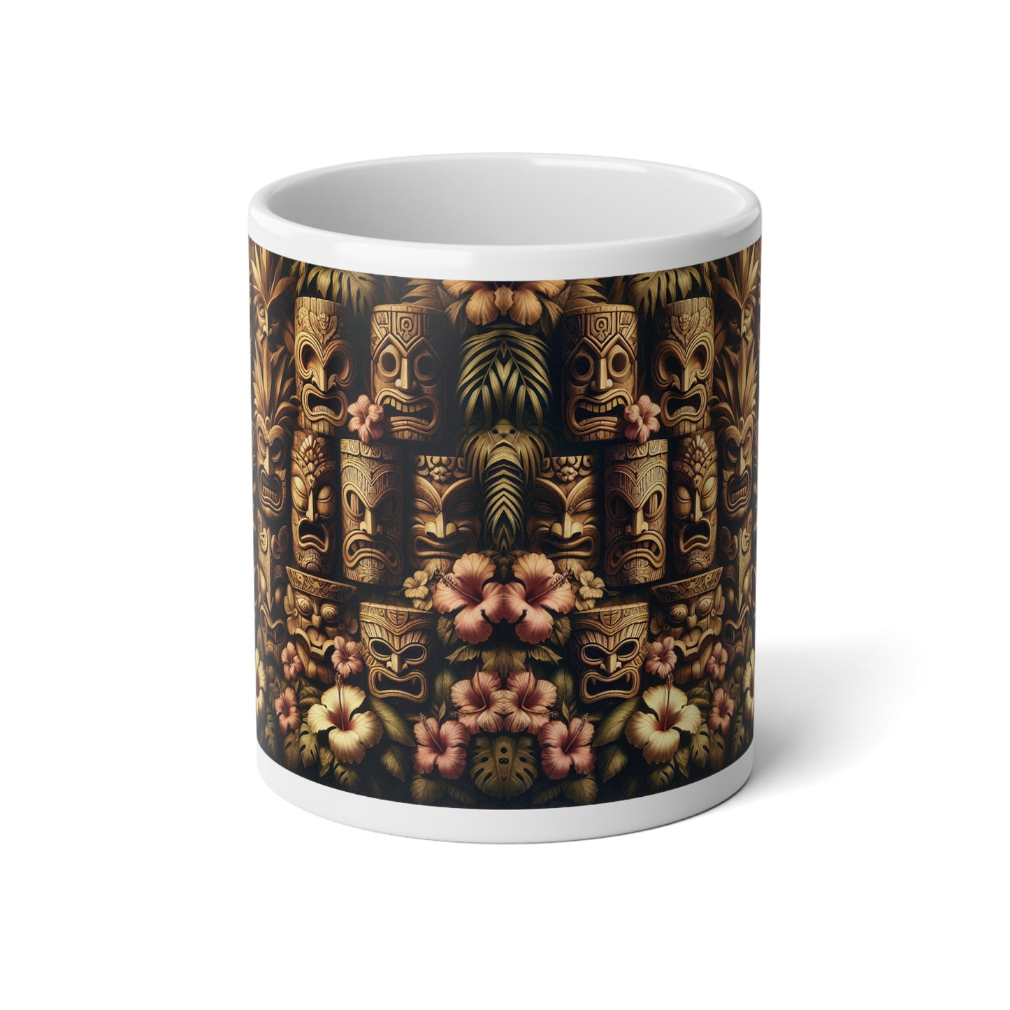 Jumbo Mug, 20oz, Tiki Totem Faces | Tropical Coffee Cup