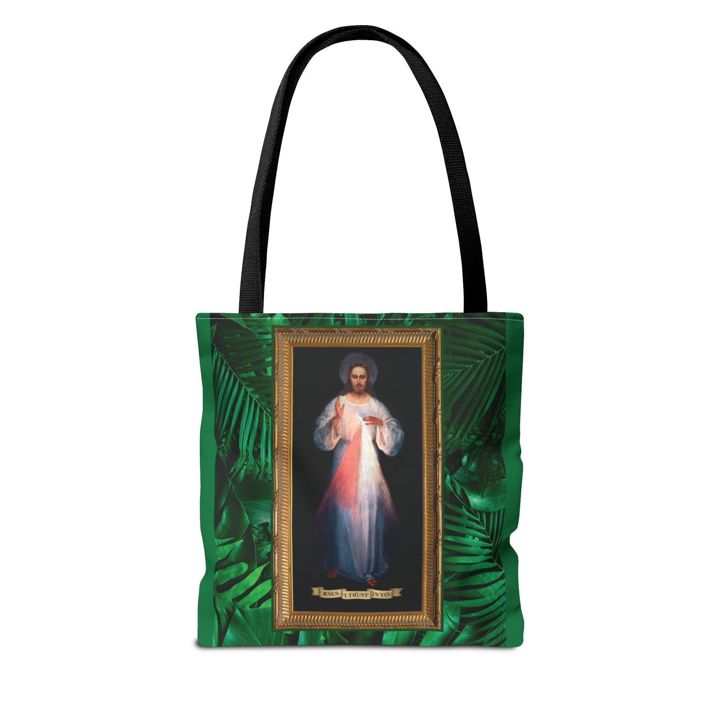 Religious Divine Mercy Tropical Tote Bag - 3 Sizes