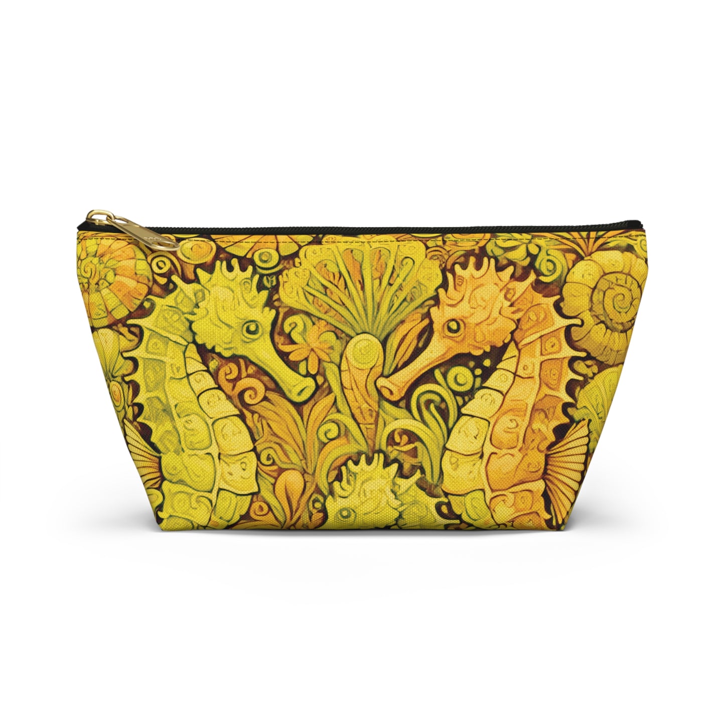 Tropical Accessory Pouch, 2 sizes | Makeup Bag | Perfect for Travel & Everyday Use / Seahorse Trio, Yellow
