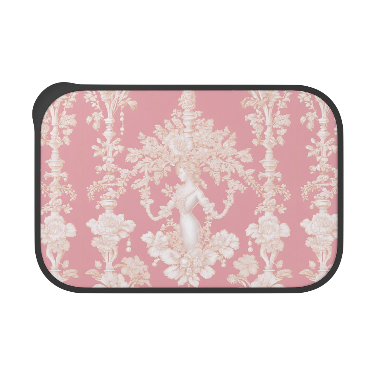 Bento Box with Utensils - Tropical Toile #1, hibiscus pink