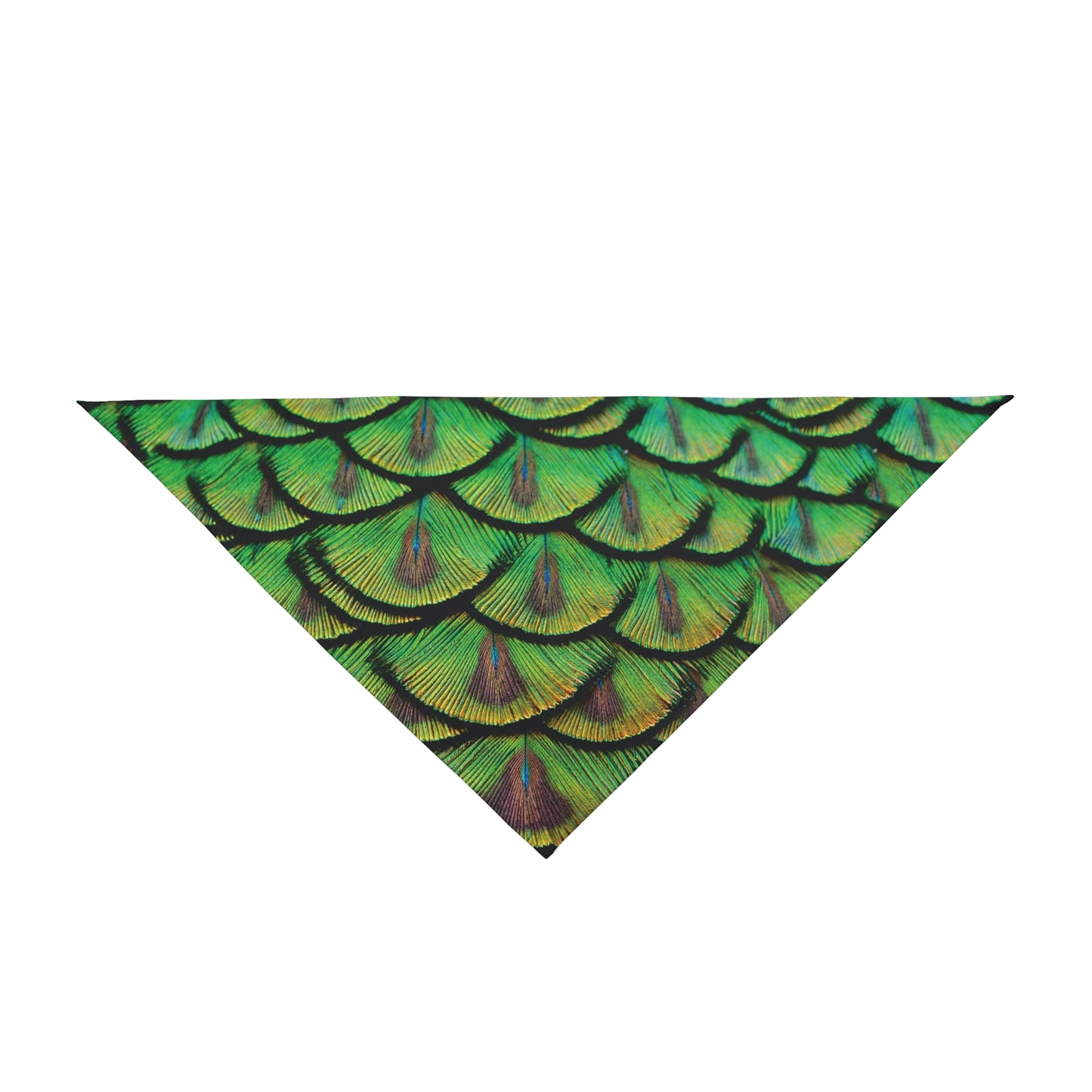 Brilliant Green Peacock Feathers Tropical Pet Bandana, 2 Sizes - Stylish accessory for dogs & cats