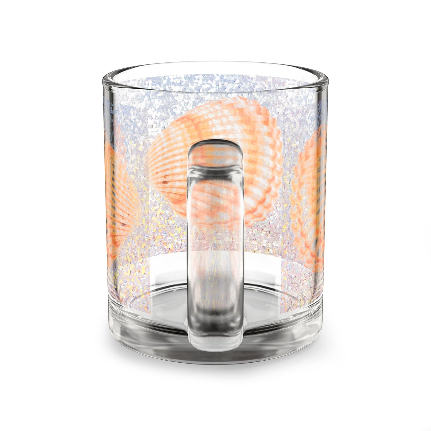 Tropical Glass Mug - 10oz Coffee Cup / Disco Orange Scallop