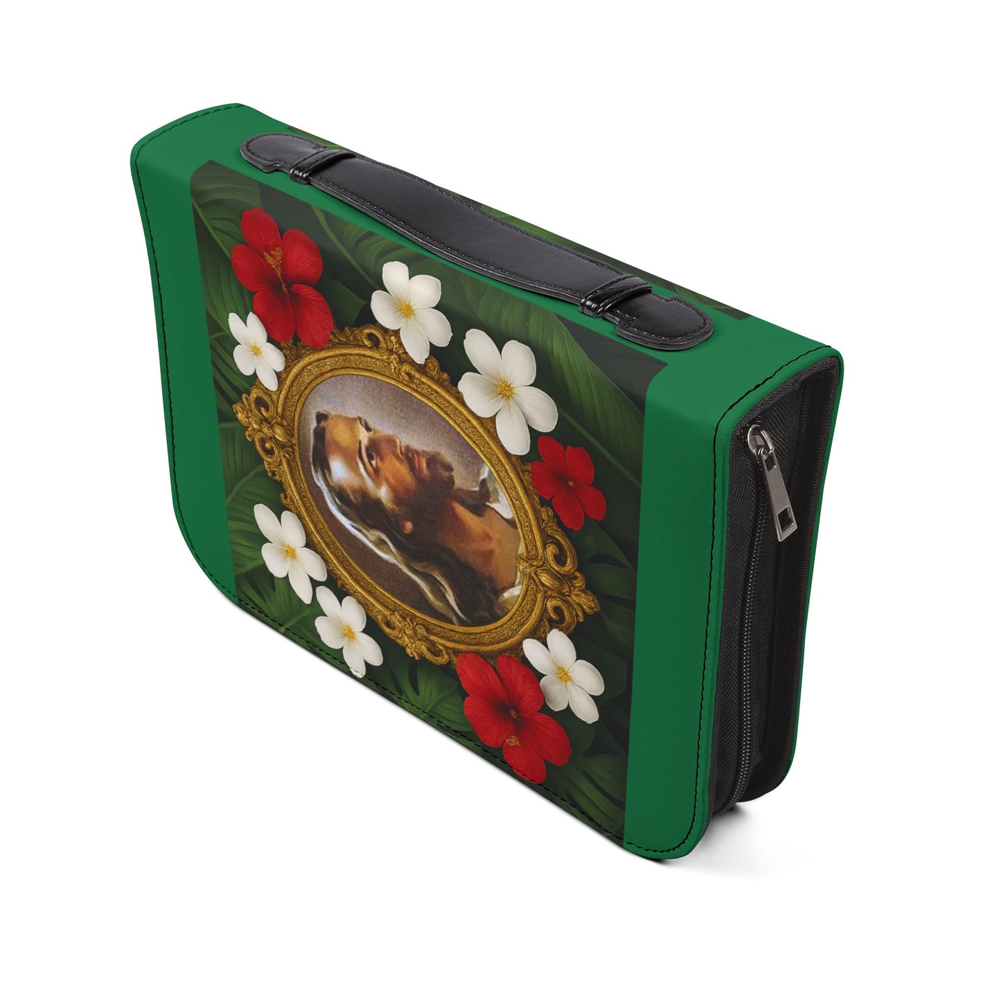 Tropical Jesus Bible Cover, Dark Green / Floral Bible Cover Protector, Church Accessories