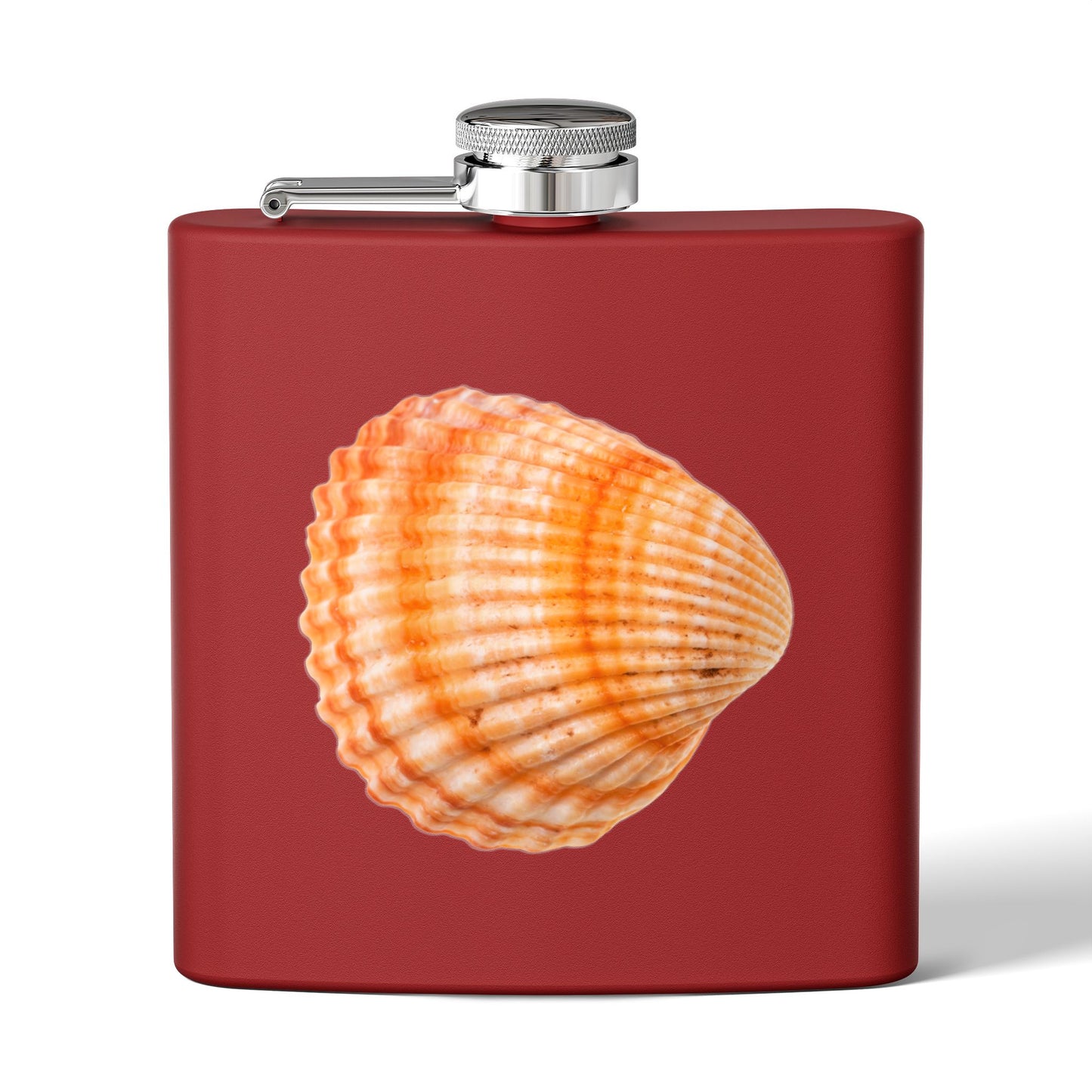 Tropical Stainless Steel 6 oz. Flask, Many Colors  – Orange Scallop