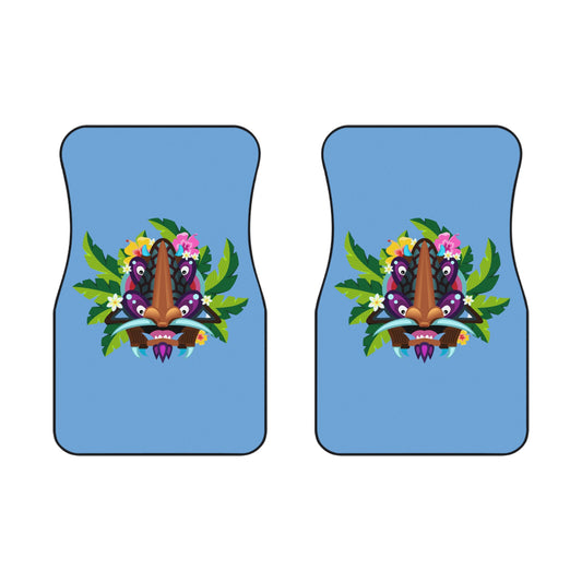 Tropical Tiki Boss Hake Car Floor Mats - SET of 2, light blue