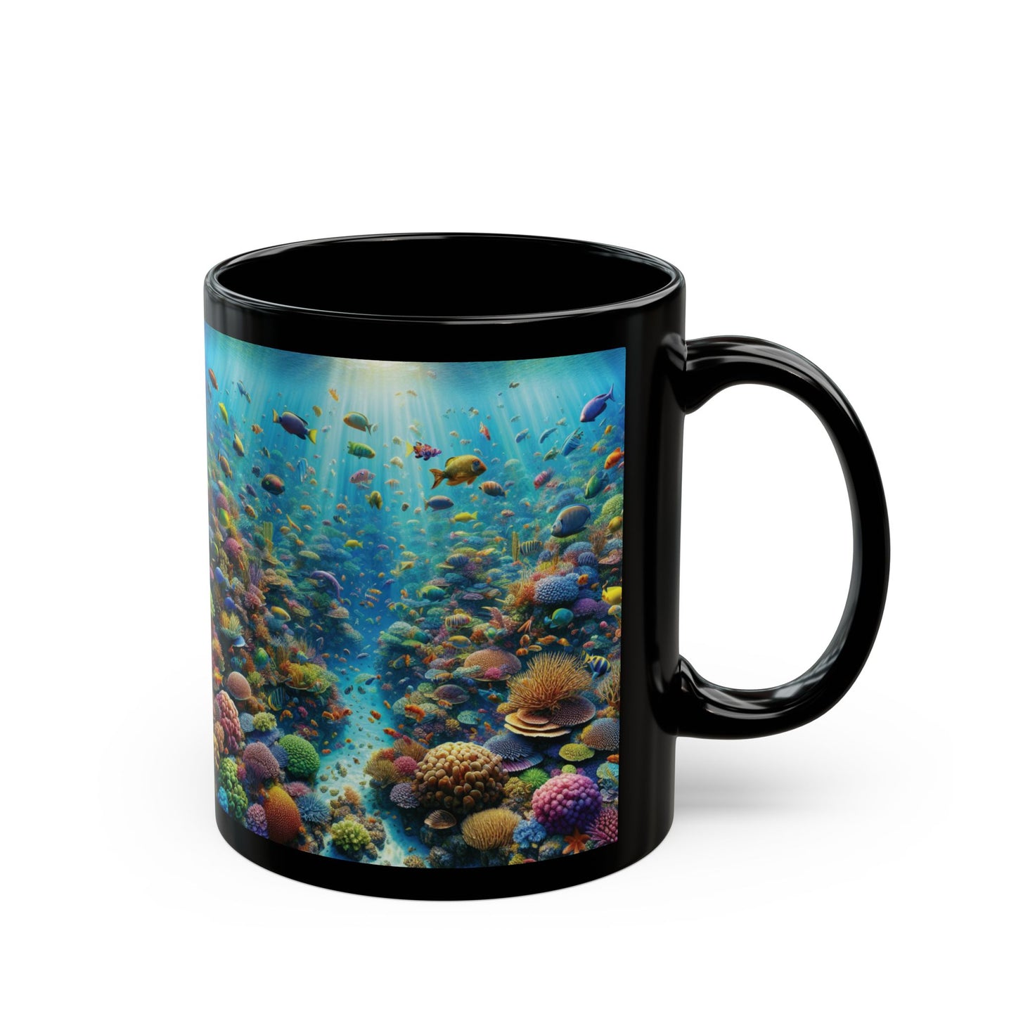 Black Coffee Mug - Busy Coral Reef