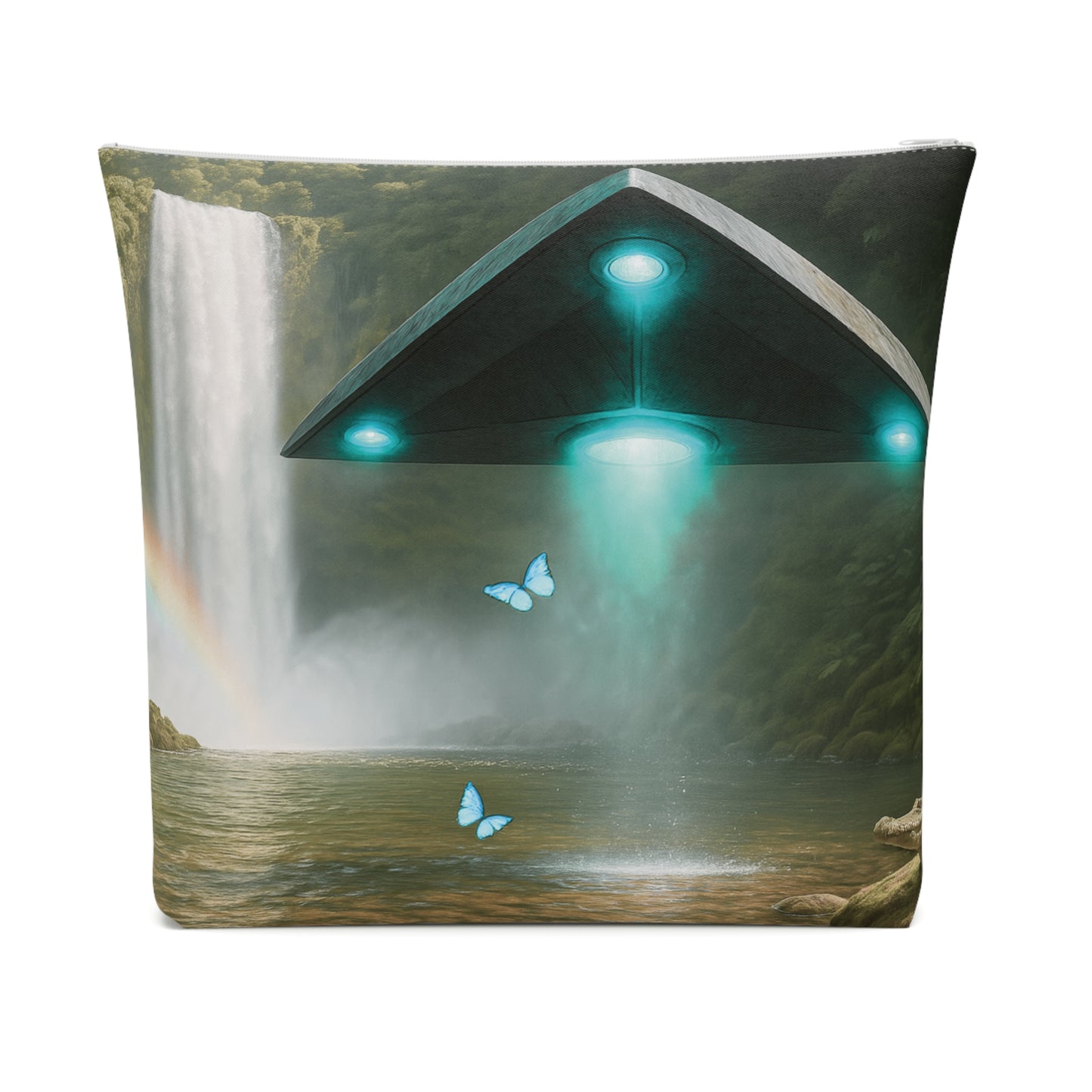 Tropical Cotton Cosmetic Bag, Makeup Pouch, 5 Sizes / UFO and Waterfall