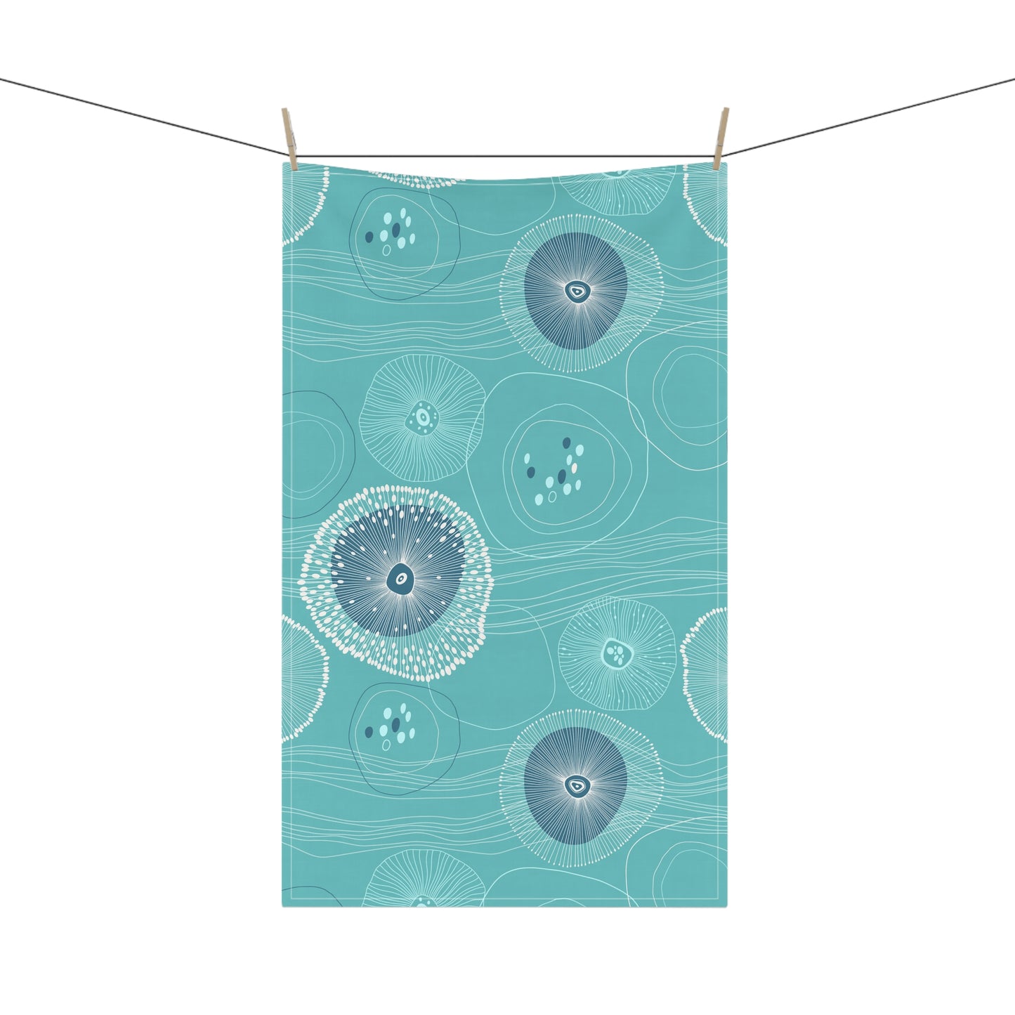 Tea Towels (cotton, poly), Plankton Drift Teal