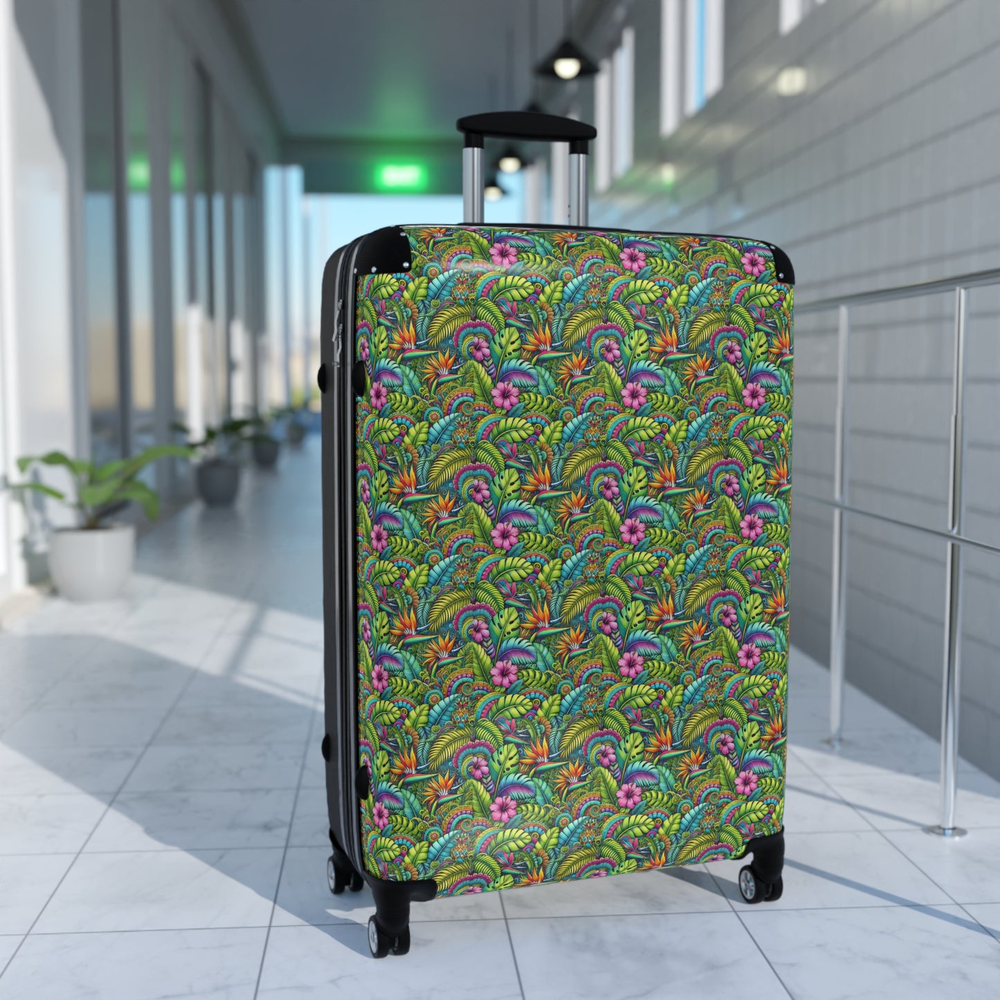 Tropical Suitcase - Stylish Travel Luggage for Adventurers / Rainforest Blooms