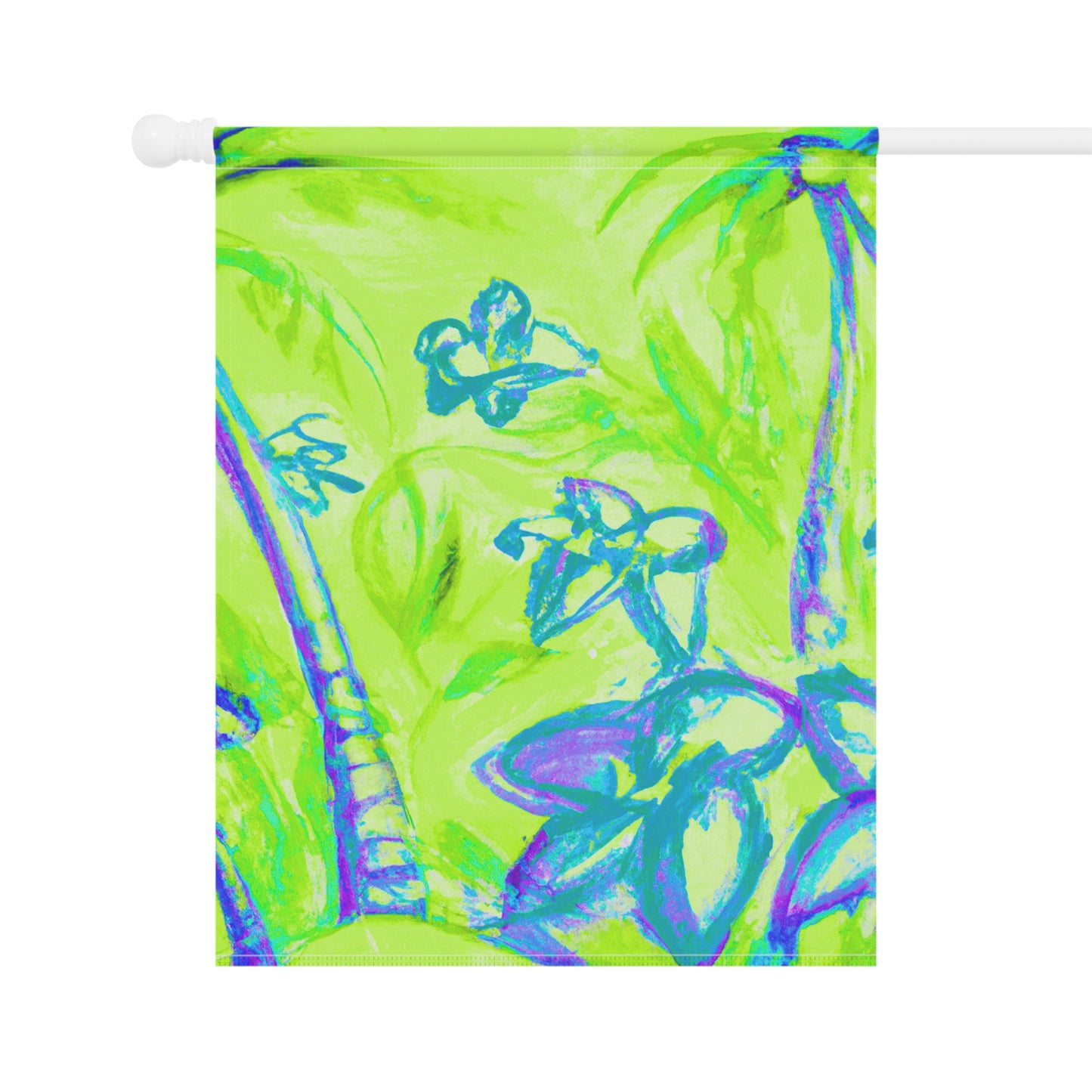 Tropical Garden Flag - Perfect for Outdoor Decor / Beach Tropical Doodles, Lime
