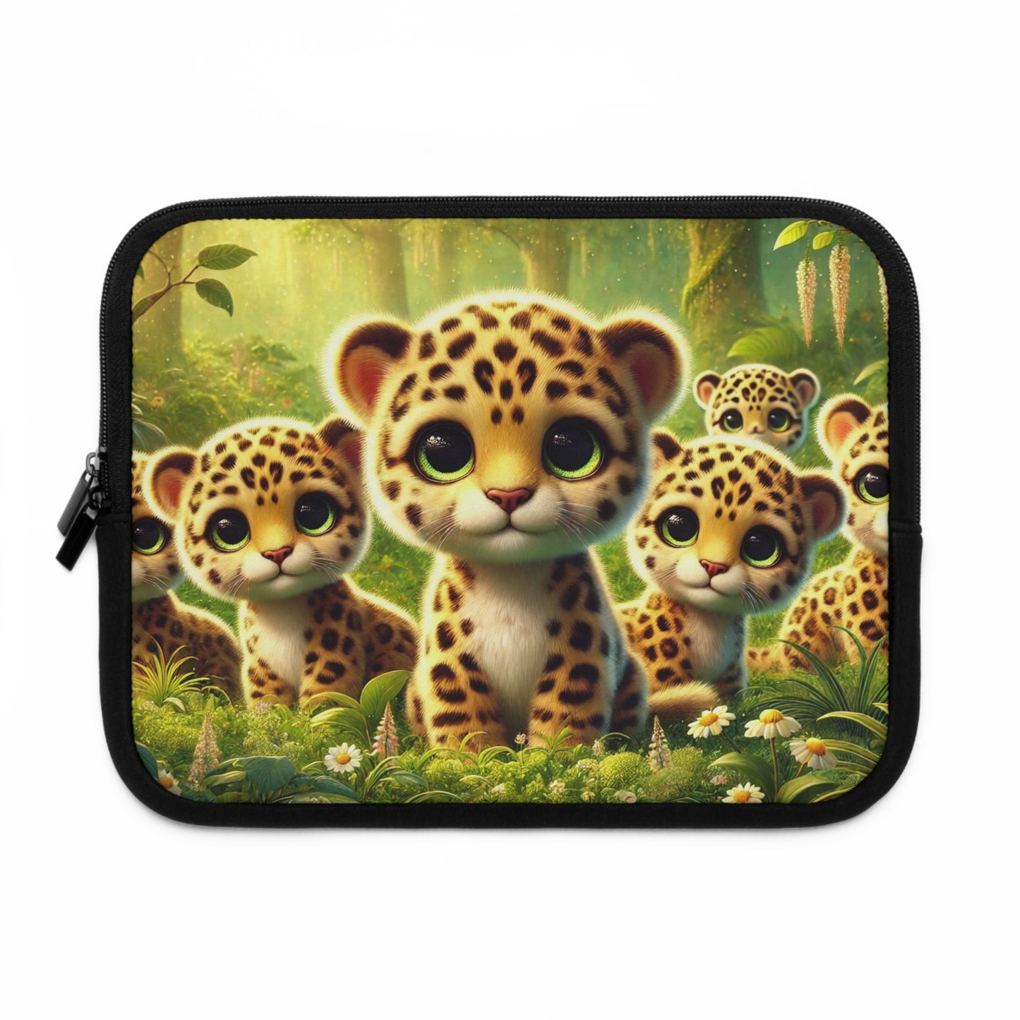 Tropical Laptop Sleeve, 5 Sizes - Perfect for Rainforest Lovers & Students / Baby Jaguars