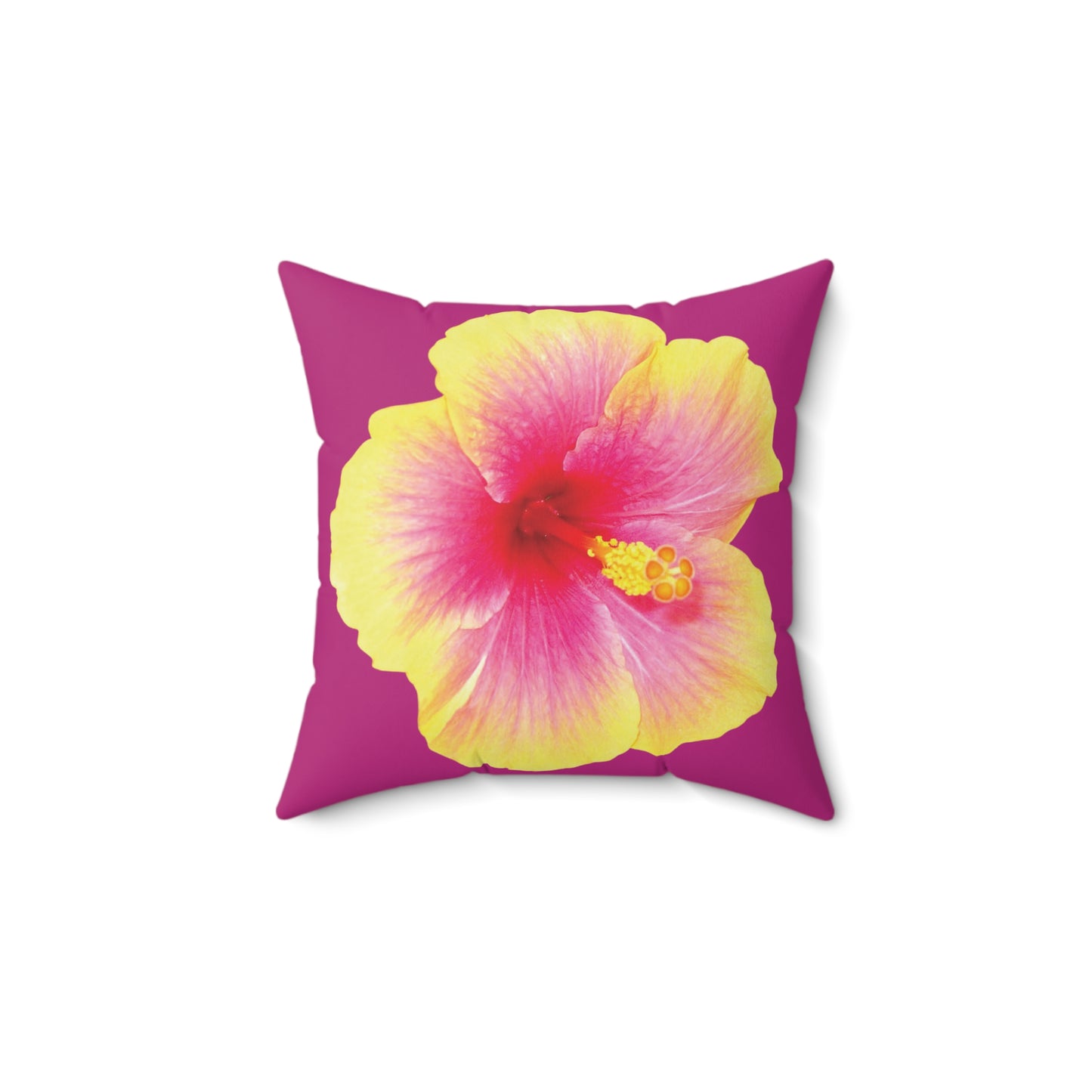 Decorative Pillow - Accent Cushion, 4 Sizes / Photo Yellow Hibiscus, Pink