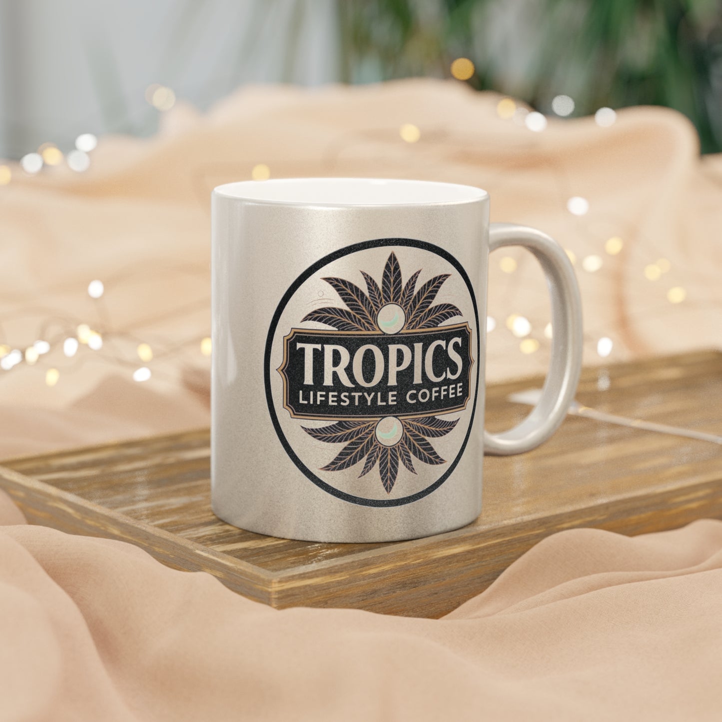 Tropical Metallic Mug, Gold or Silver - Tropics Lifestyle Coffee Logo