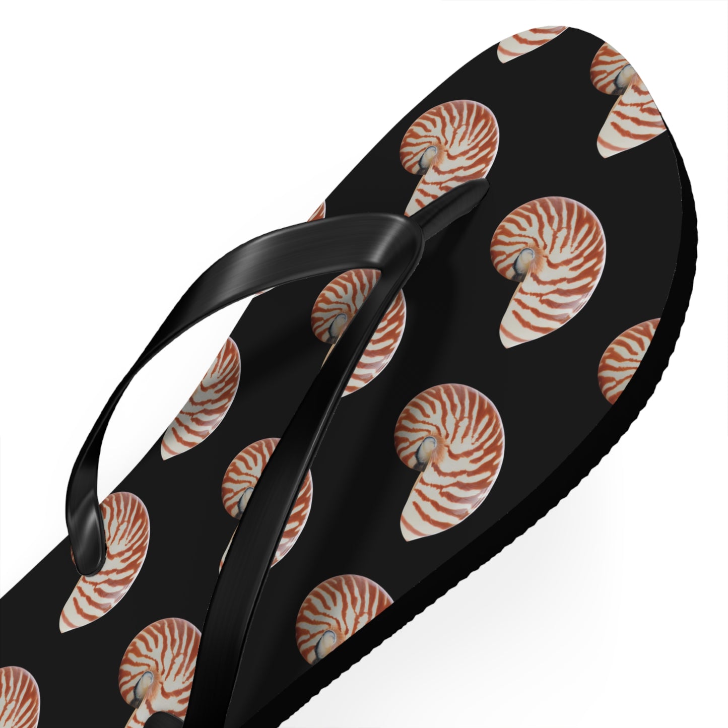 Flip Flops - Tiger Stripe Nautilus Shell, black