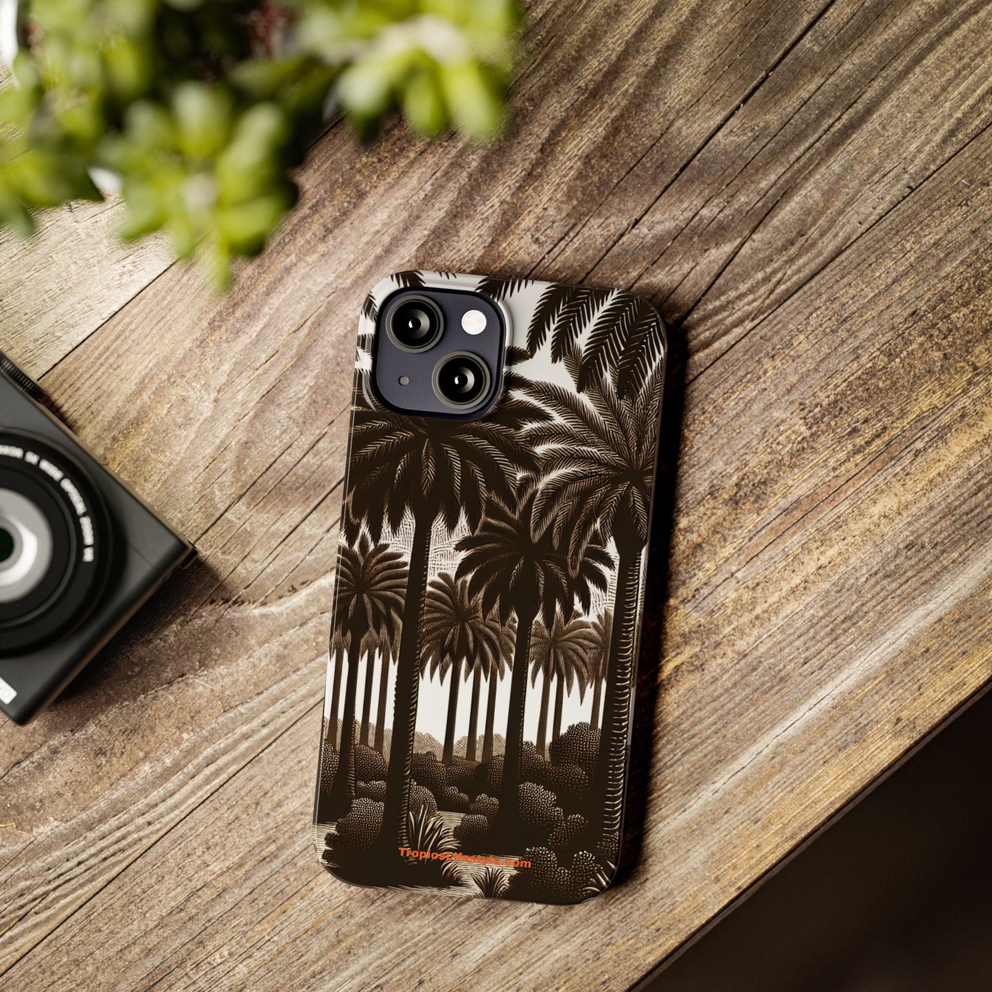 Slim Phone Cases - Woodcut Palm Grove