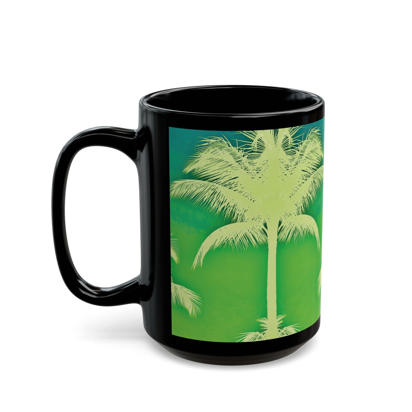Black Coffee Mug - Palm Glow Green