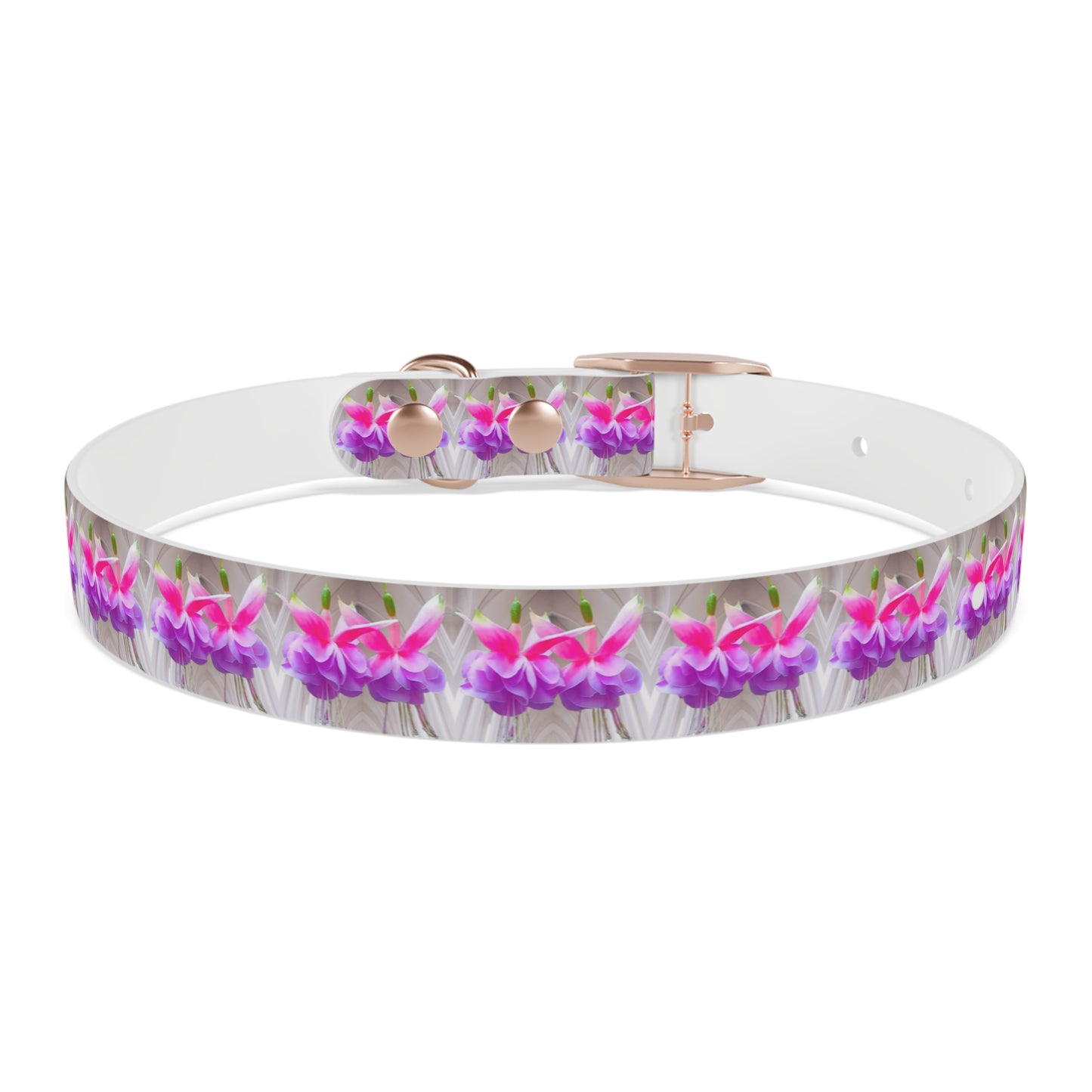 Dog Collar - Two Pink Fuchsias / Gothic, Kaleidoscope