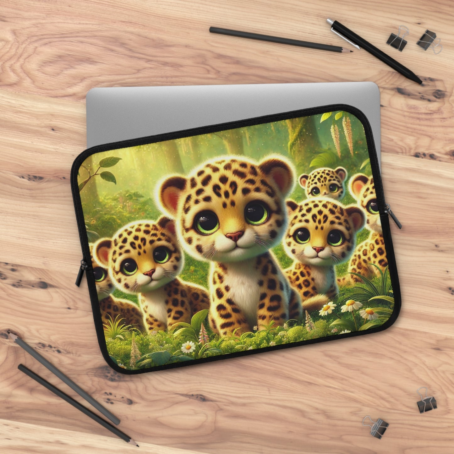 Tropical Laptop Sleeve, 5 Sizes - Perfect for Rainforest Lovers & Students / Baby Jaguars