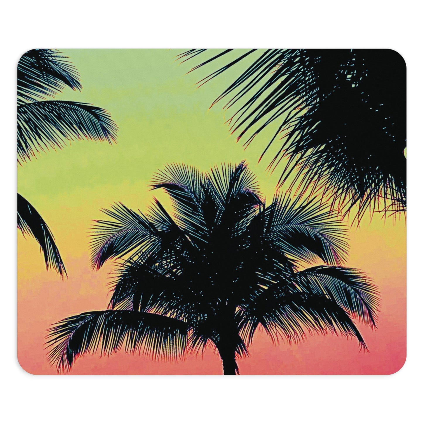 Coastal Mouse Pad, 2 Shapes - Beach Vibes for Home Office & Gamer / Palm Glow, Sangria