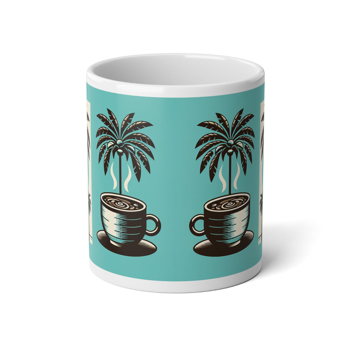 Jumbo Mug, 20oz, Coffee and Palms | Tropical Coffee Cup