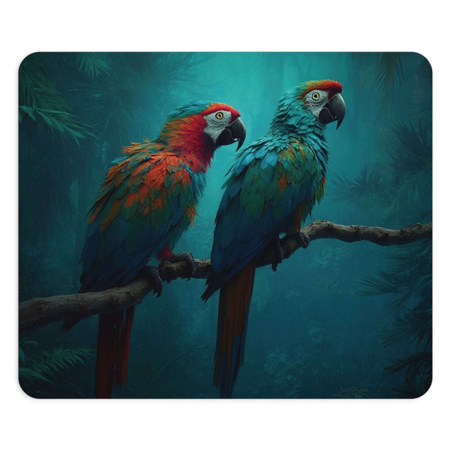 Tropical Mouse Pad, 2 Shapes - Parrot Vibes for Home Office & Gamer / Rainforest Parrot Friends