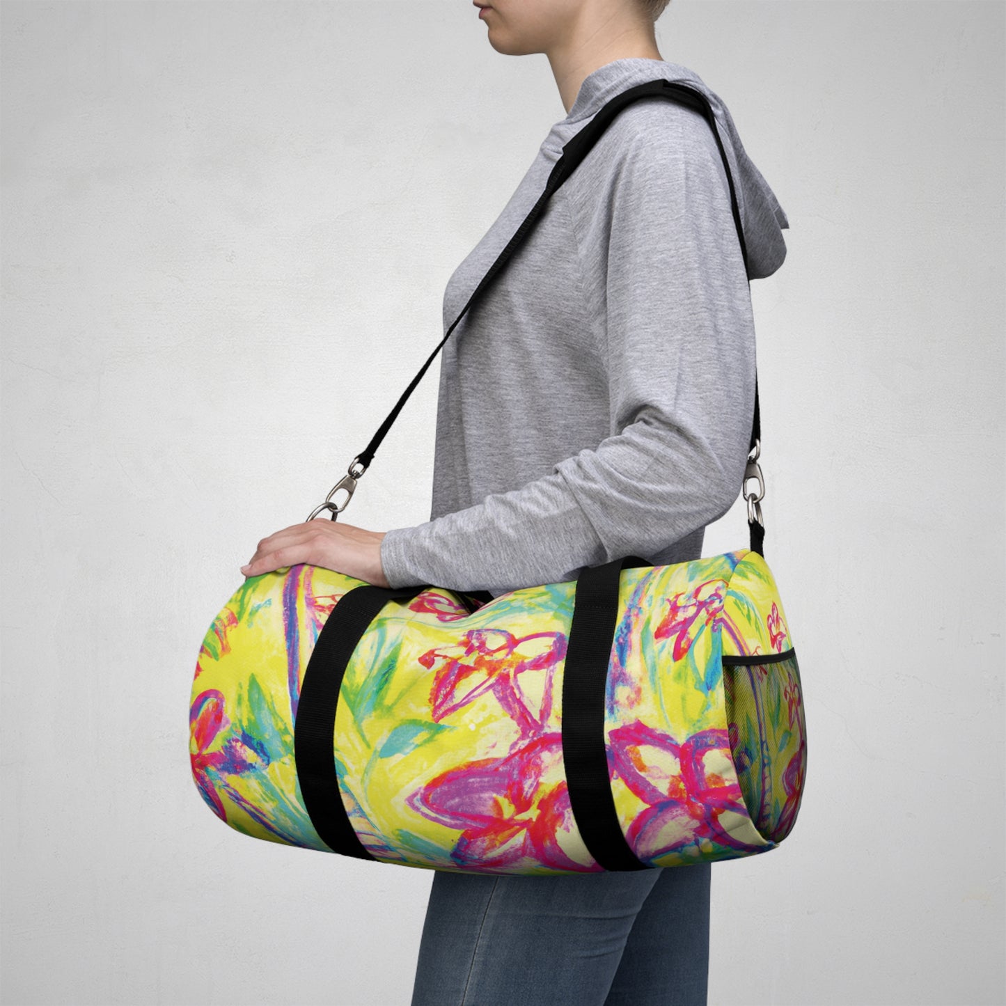 Tropical Rainforest Duffel Bag - Perfect for Travel and Gym / Tropical Doodles, Yellow