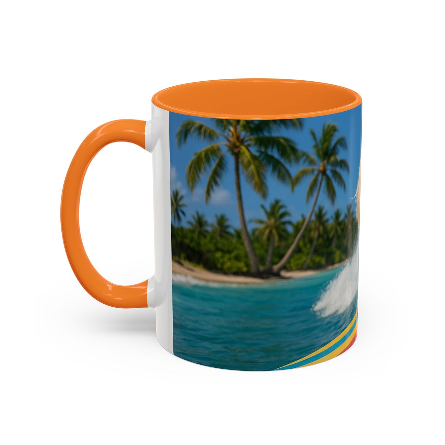 Vibrant Beach Coffee Mug - 11oz & 15oz / Puppy Ariel the Dog Surfer
