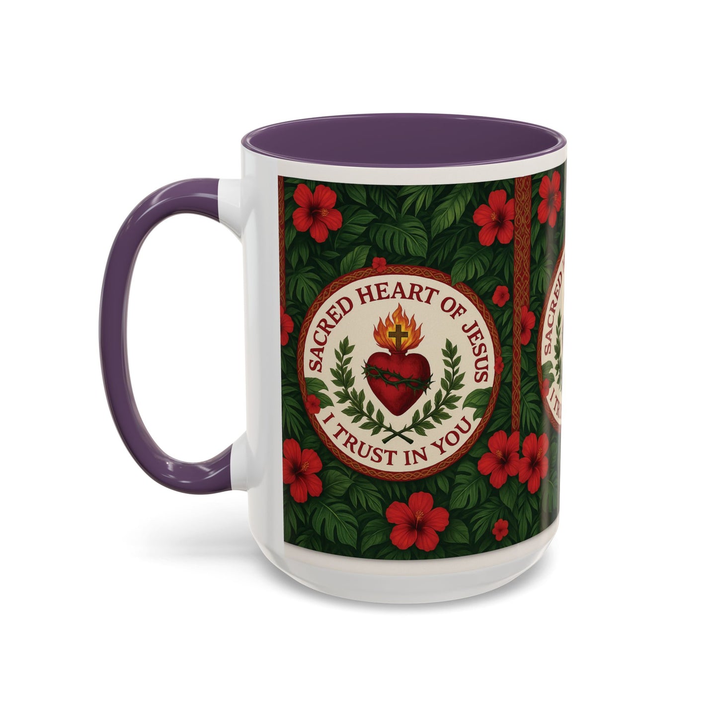Religious Accent Color Coffee Mug (11, 15oz) / Sacred Heart of Jesus Prayer, Various Colors