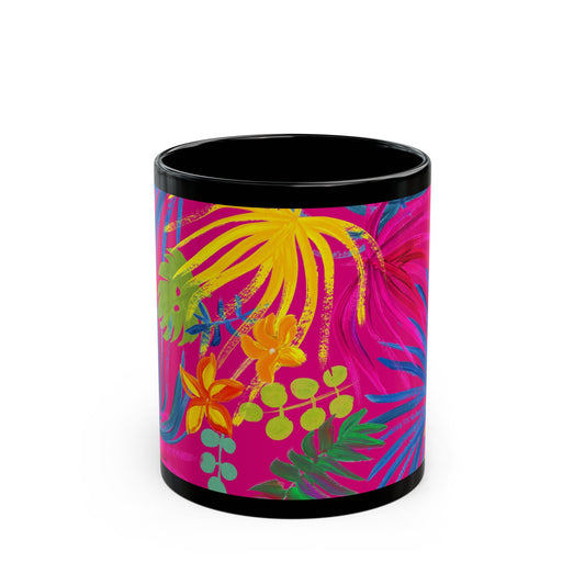 Black Coffee Mug - Exotic Flora