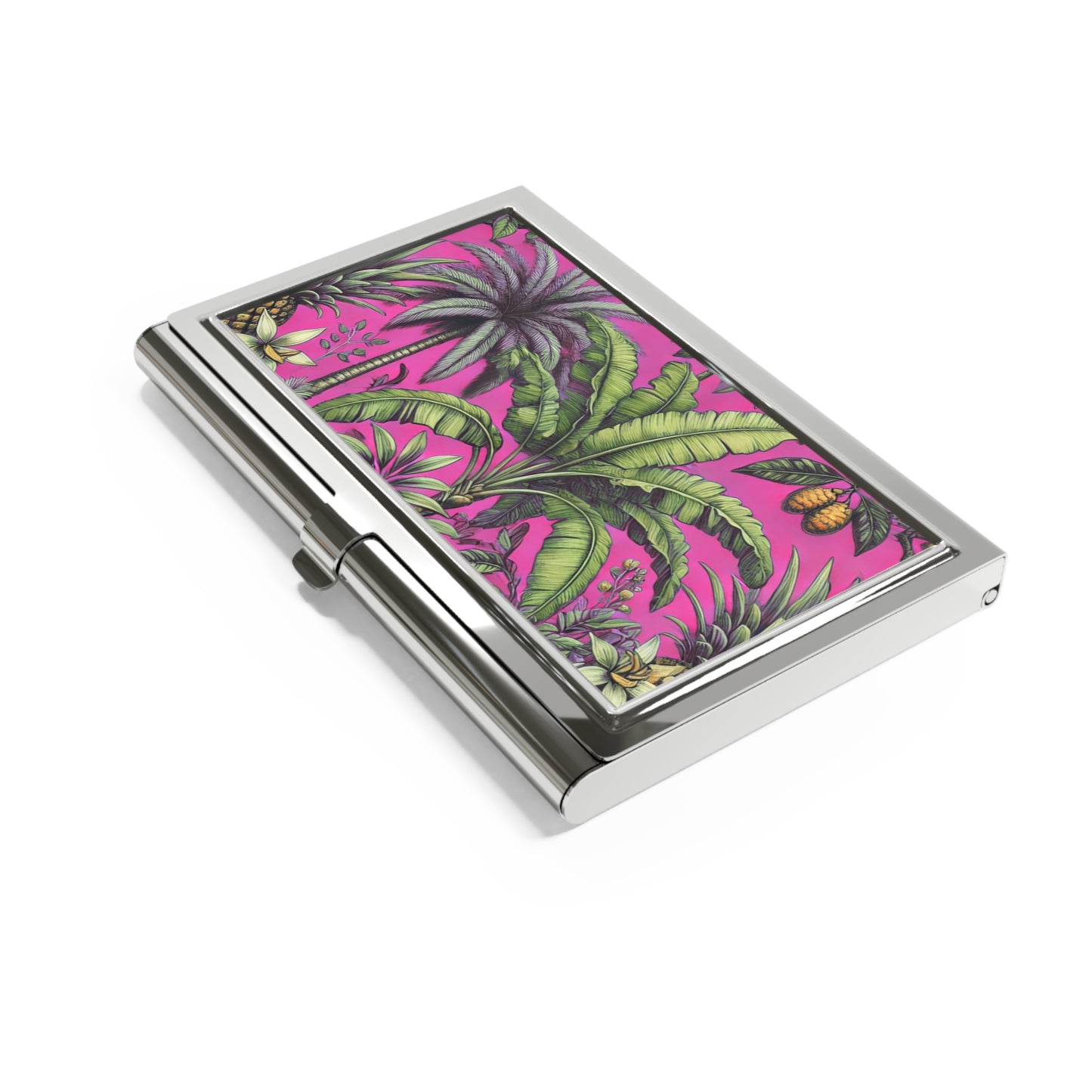 Business Card Holder/Case - Palms and More Tropical Fruit, Pink