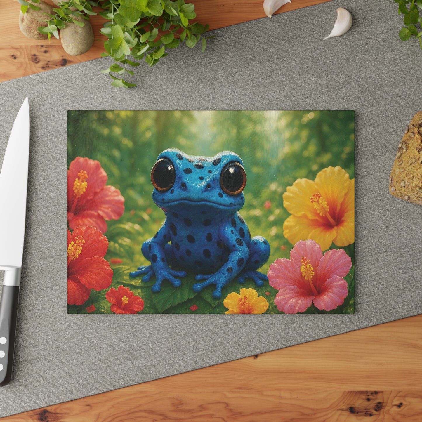 Glass Cutting Board, 2 sizes - Baby Tree Frog