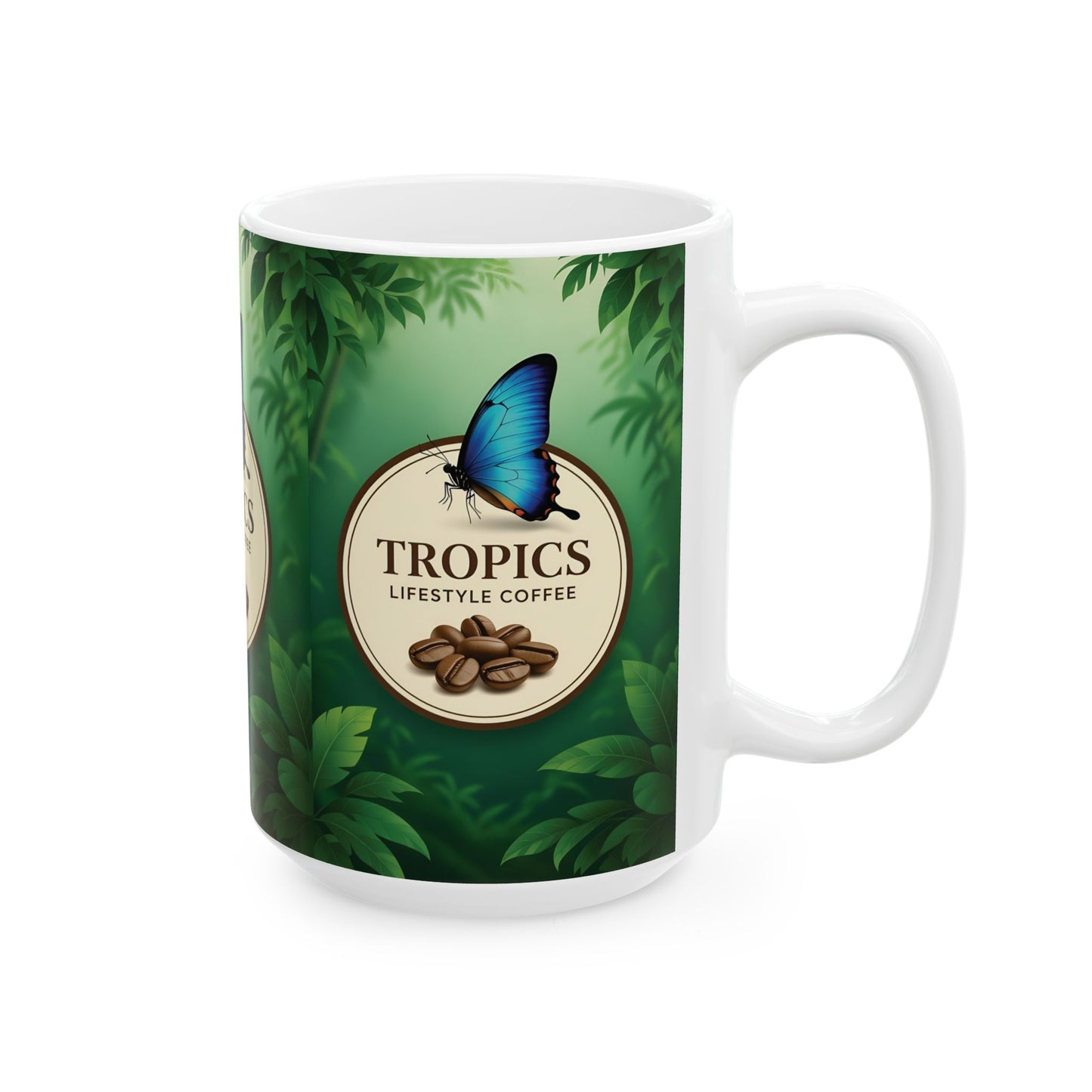 Ceramic White Mug - Tropics Lifestyle Coffee Butterfly