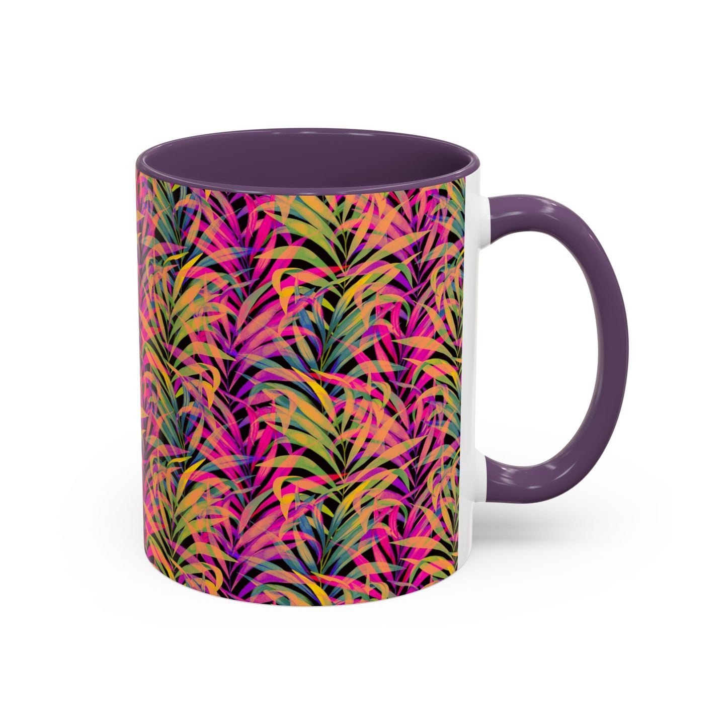 Accent Coffee Mug (11, 15oz), Rainbow Fronds / Various Colors