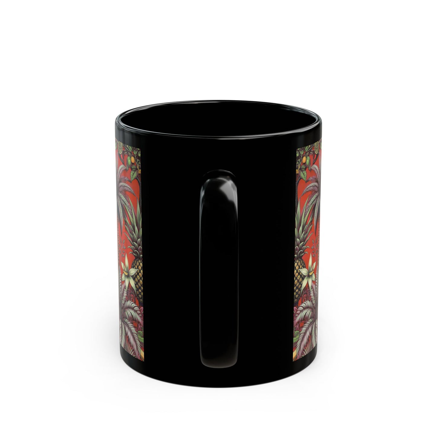 Black Coffee Mug - Tropical Fruit, Red