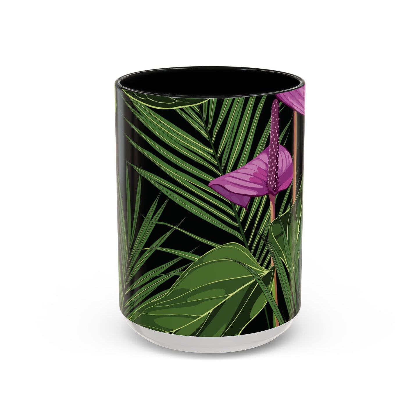 Accent Coffee Mug - Fun Tropical Drinkware for Flower Vibes /Anthurium and Palm