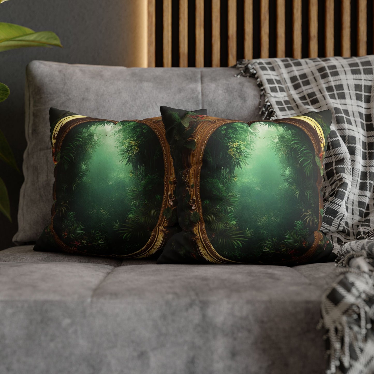 Faux Suede Square Pillowcase - Golden Portal to Paradise