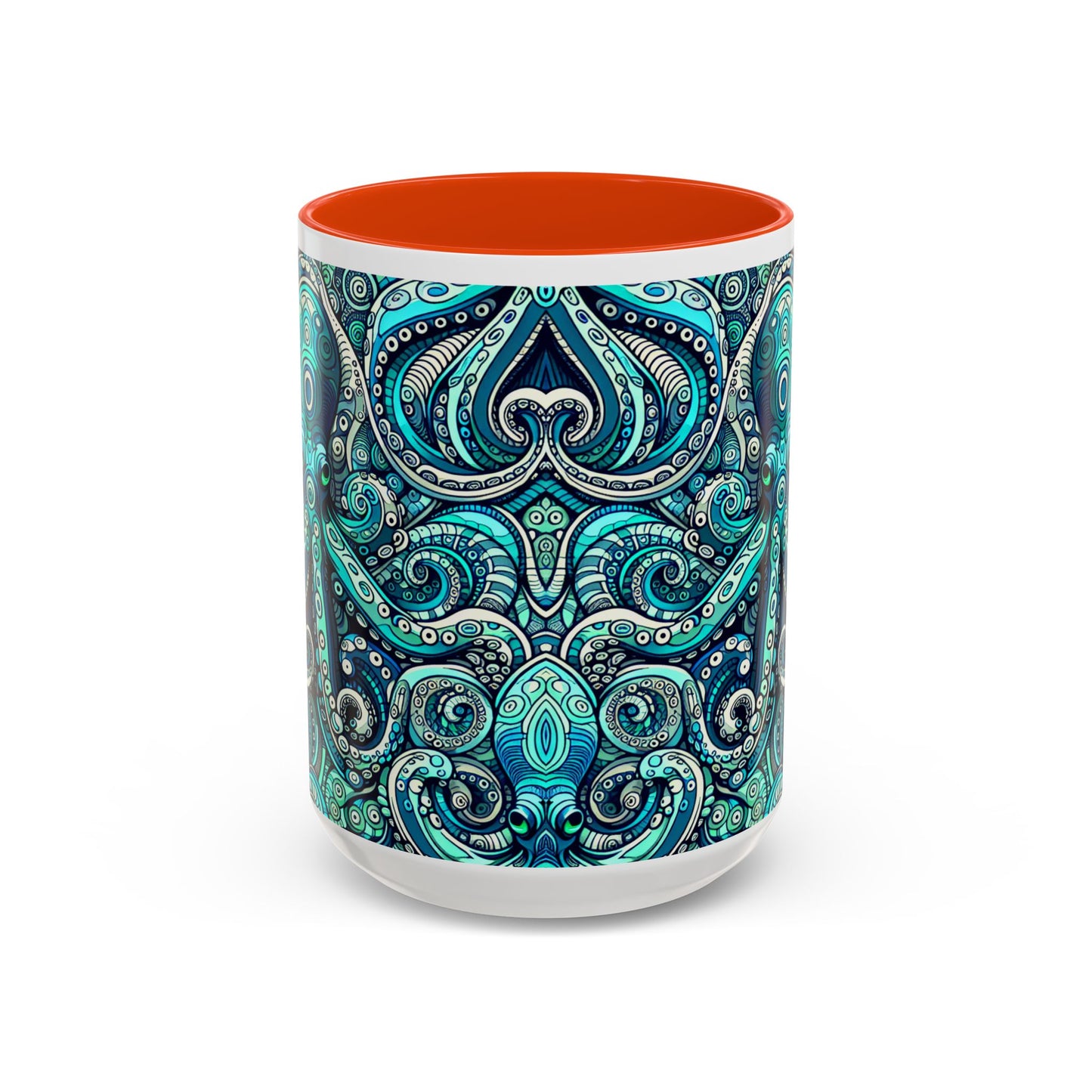Accent Color Coffee Mug, Many Colors - 11oz & 15oz / Aqua Octopus