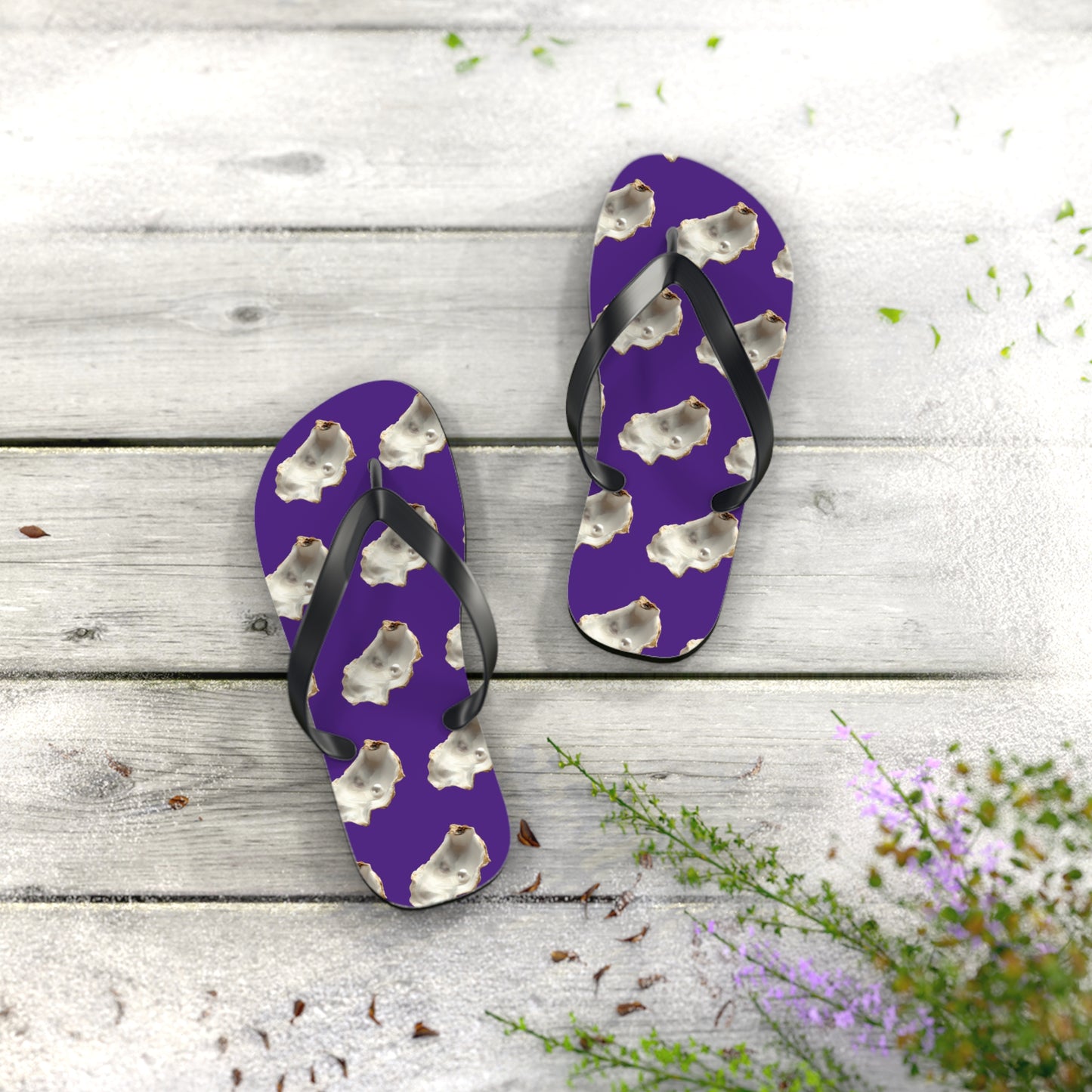 Flip Flops - White Pearl Oyster, purple